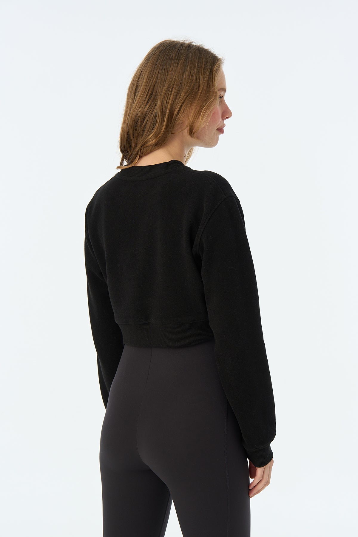 Flamingo SuperSoft Crop Sweatshirt - Siyah