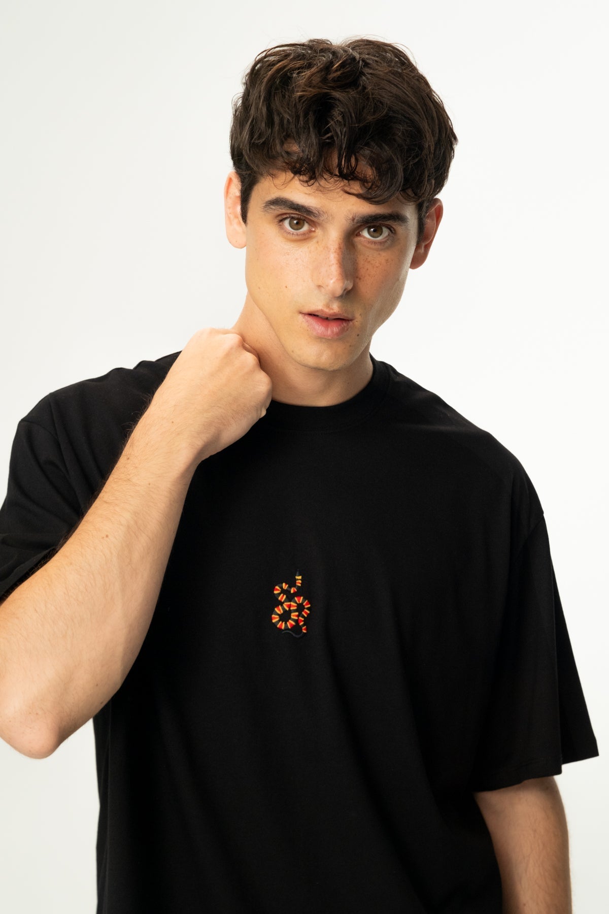 Mercan Yılanı Oversize Light-Weight T-Shirt - Siyah