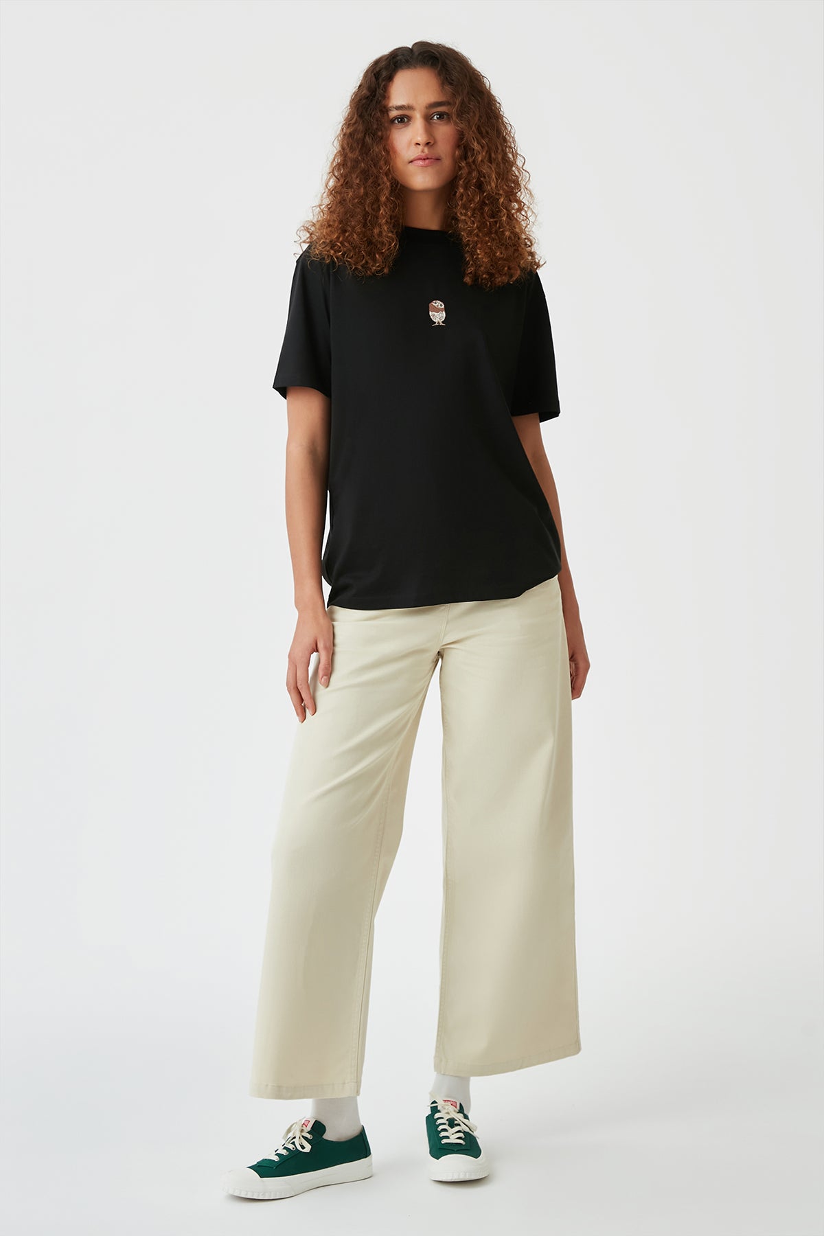 Cin Baykuşu Light-Weight T-Shirt - Siyah