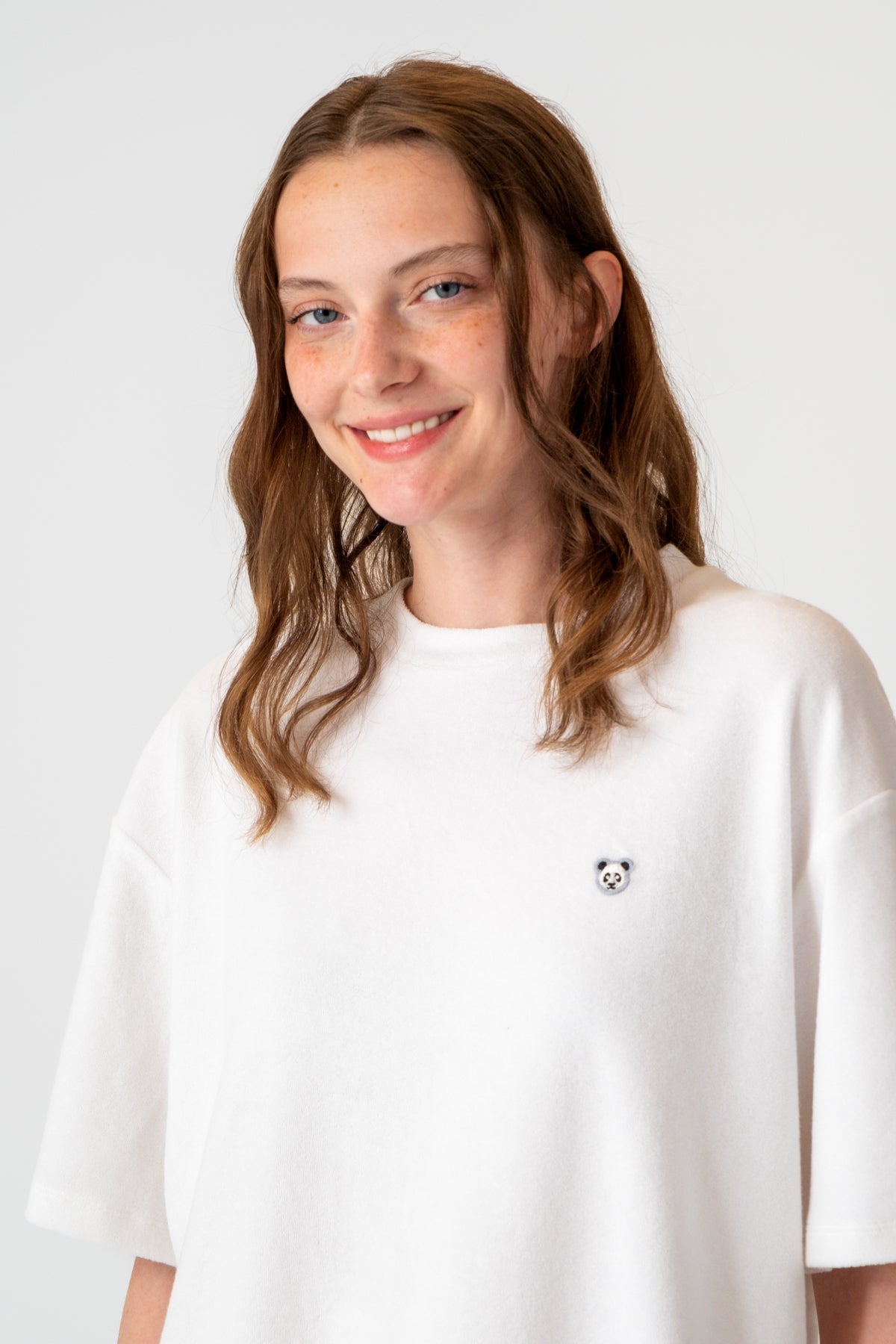 Panda Oversize Terry T-Shirt - Beyaz