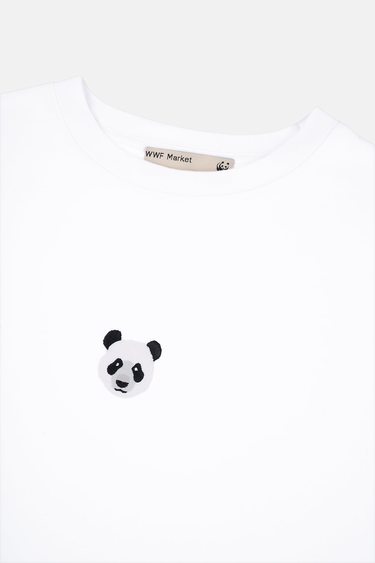 Panda Light-Weight Crop T-Shirt  - Beyaz