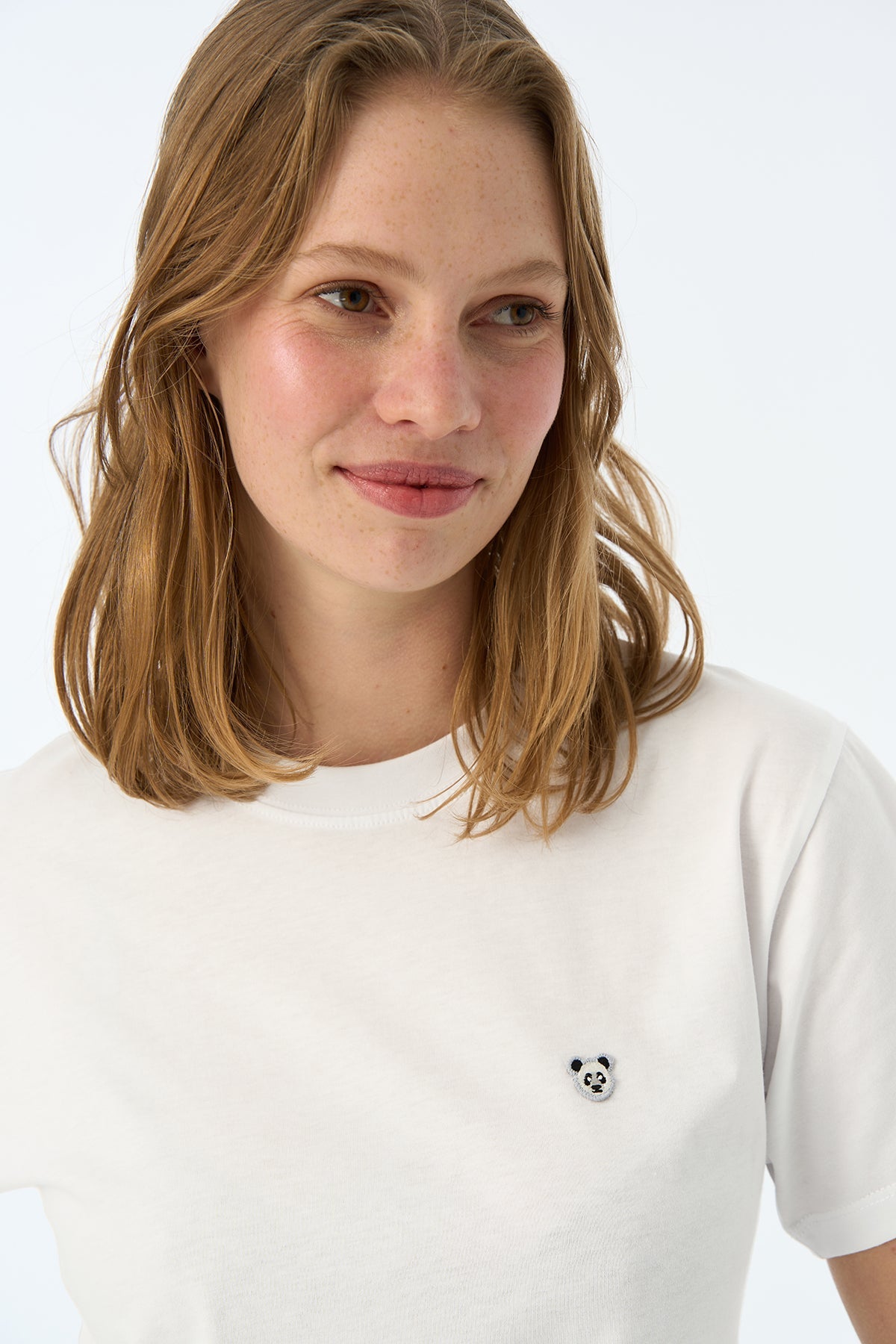 Panda Light-Weight Kadın T-Shirt  - Beyaz