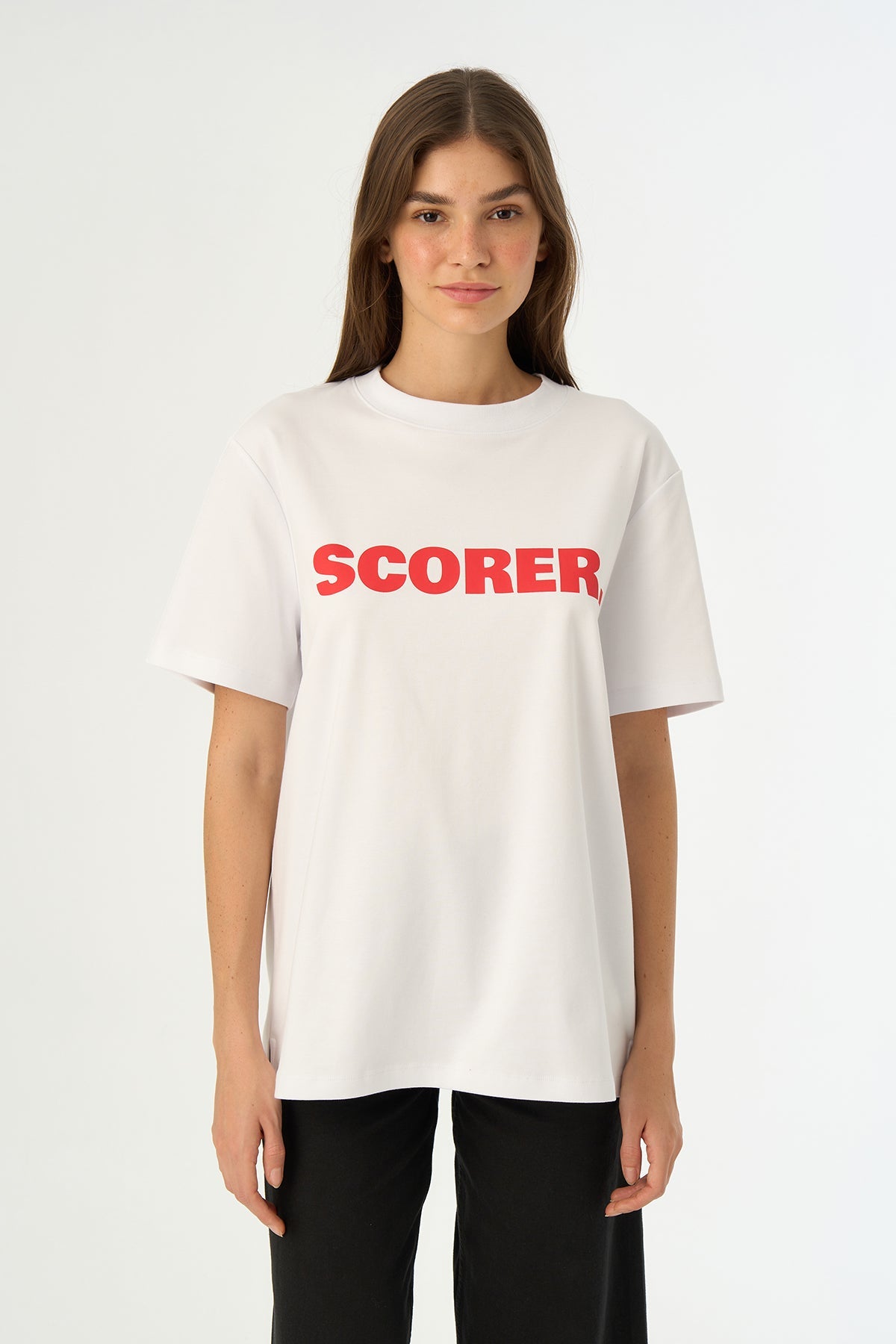Scorer Oversize Premium T-Shirt - Beyaz