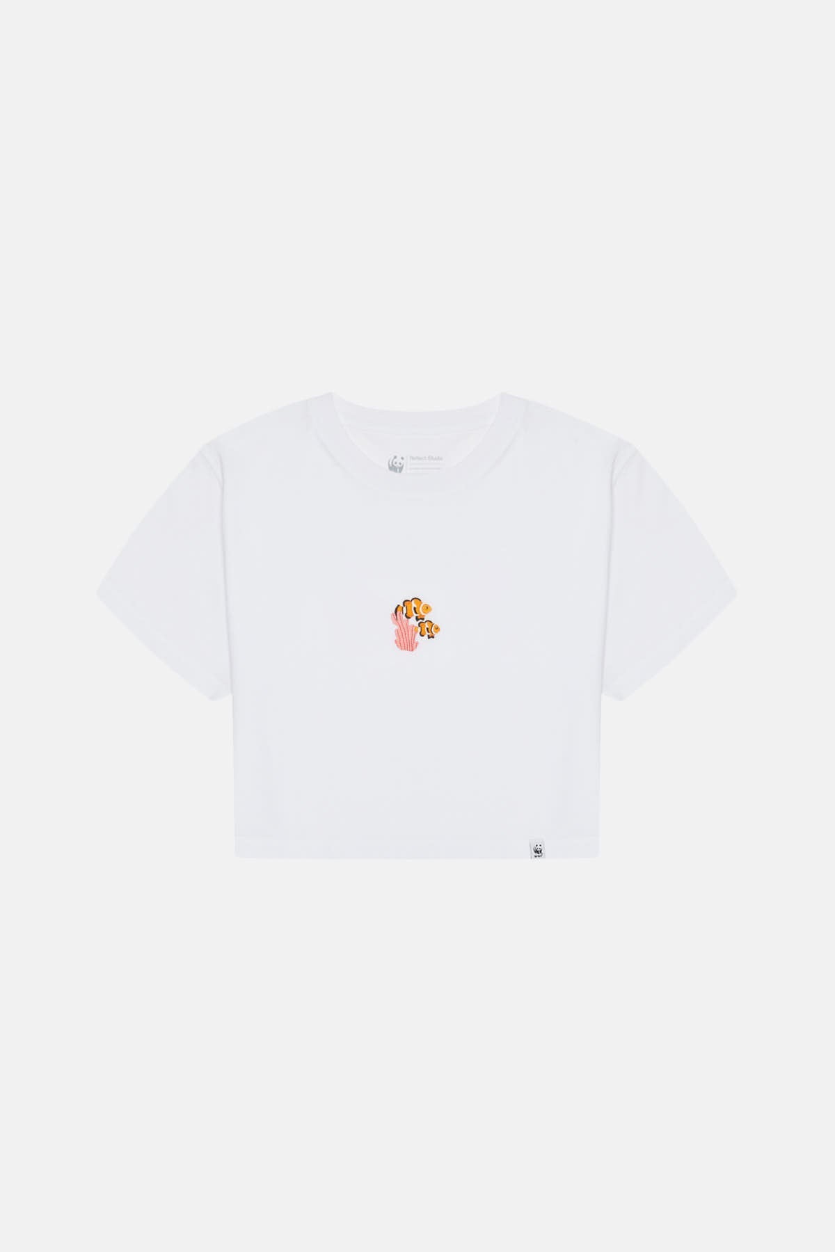 Palyaço Balığı Light-Weight Crop T-Shirt  - Beyaz