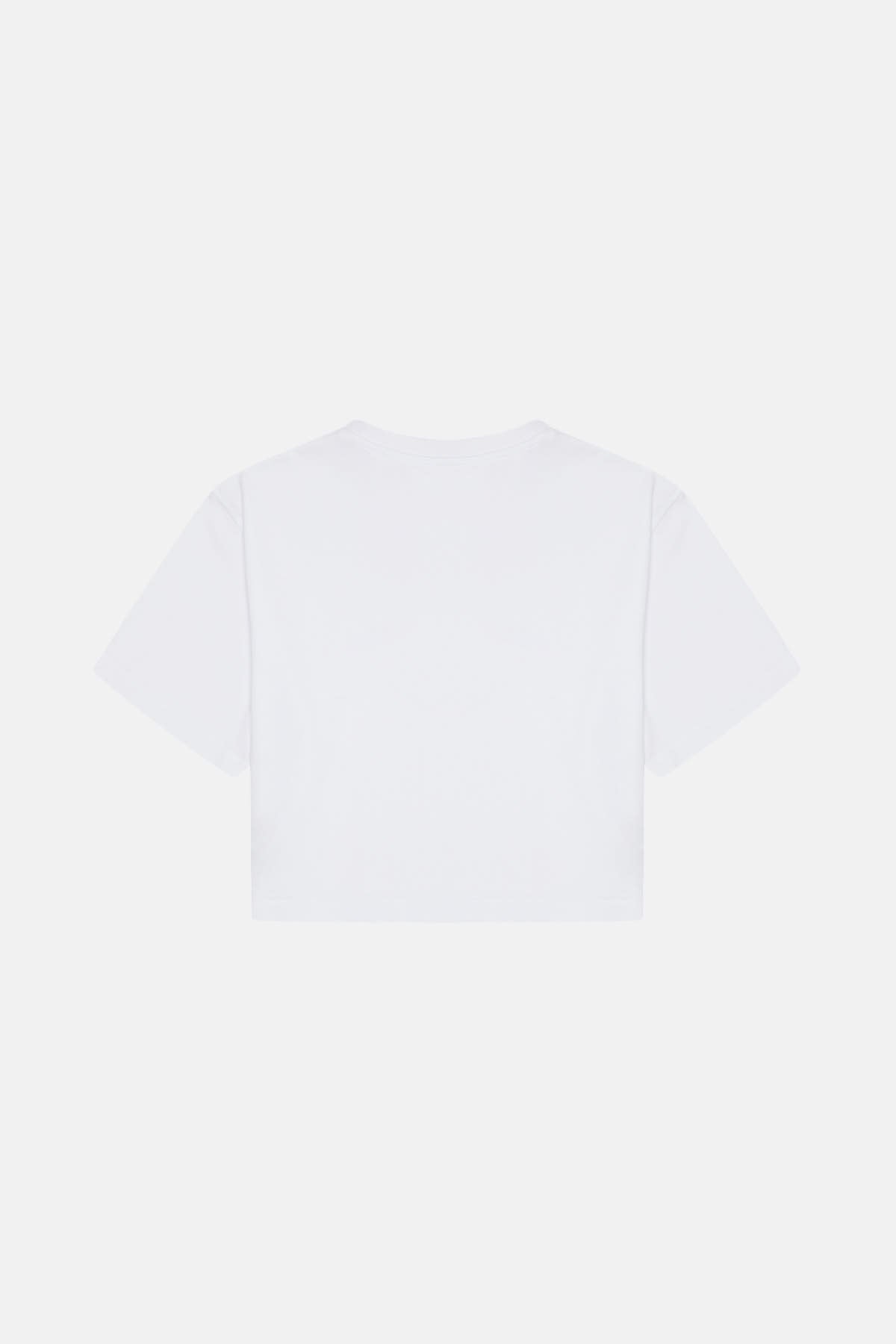 Yavru İmparator Penguen Light-Weight Crop T-Shirt  - Beyaz