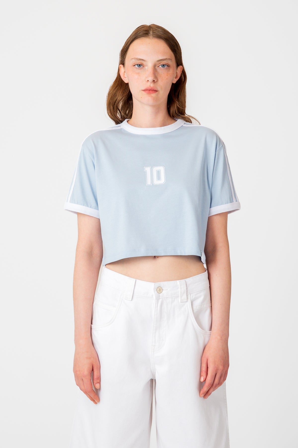 Argentina 10  Light-Weight Crop T-Shirt  - Açık Mavi