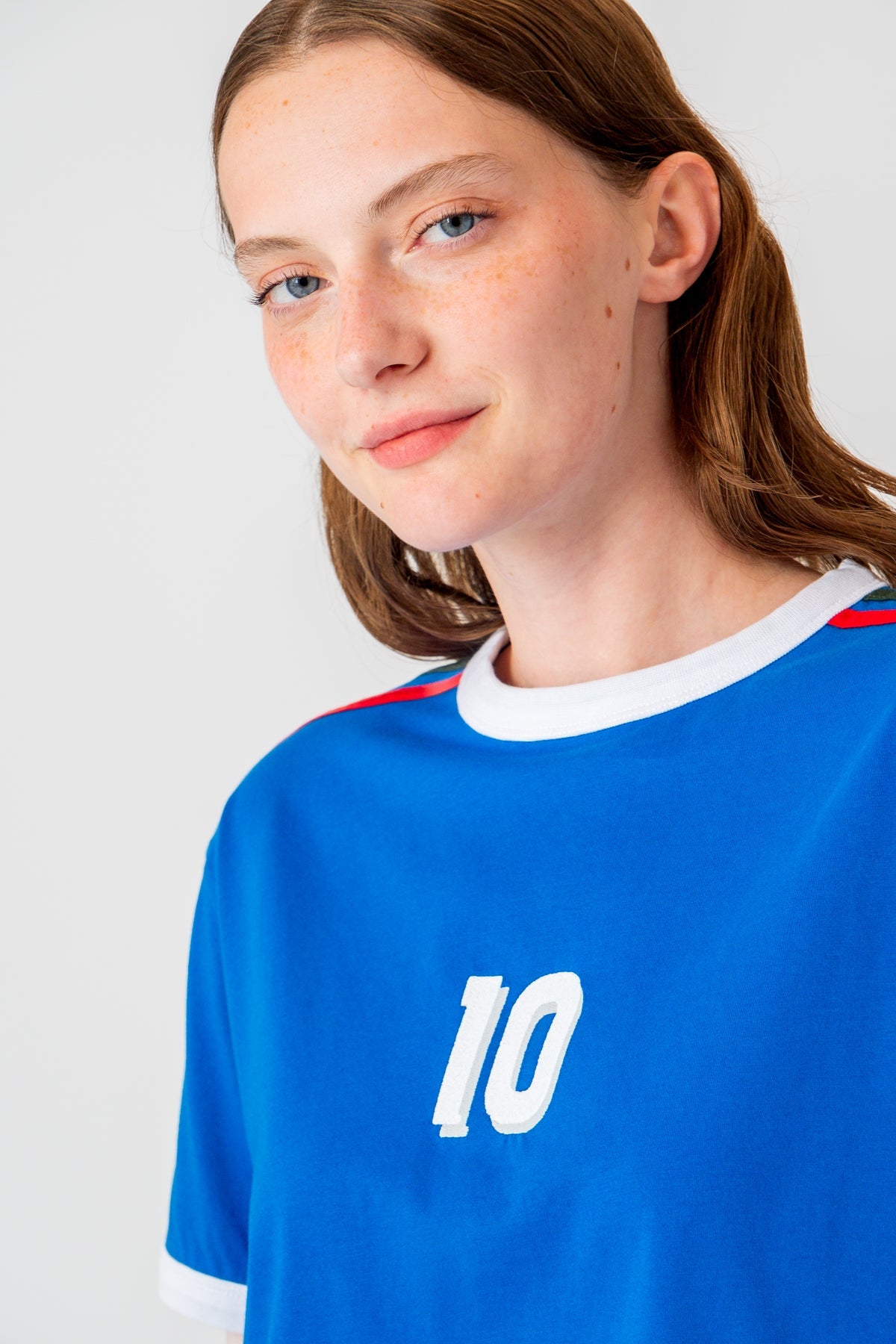 Italy 10 Light-Weight Crop T-Shirt  - Mavi