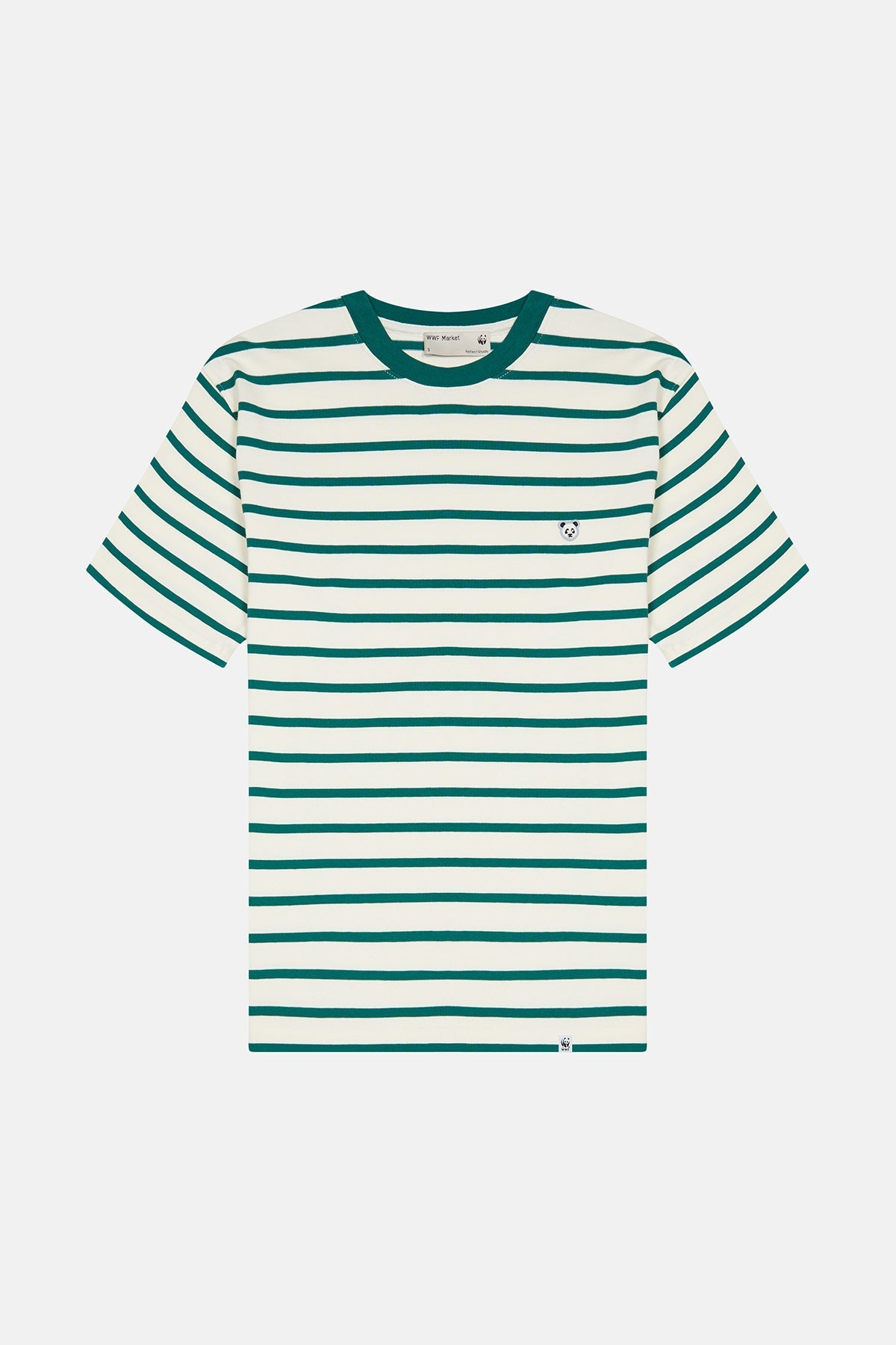 Panda Heavy-Weight  Çizgili T-Shirt - Yeşil/Ekru