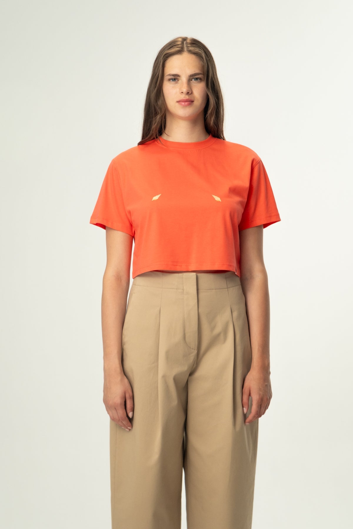 Deniz Kabukları Light-Weight Crop T-Shirt  - Nar Çiçeği