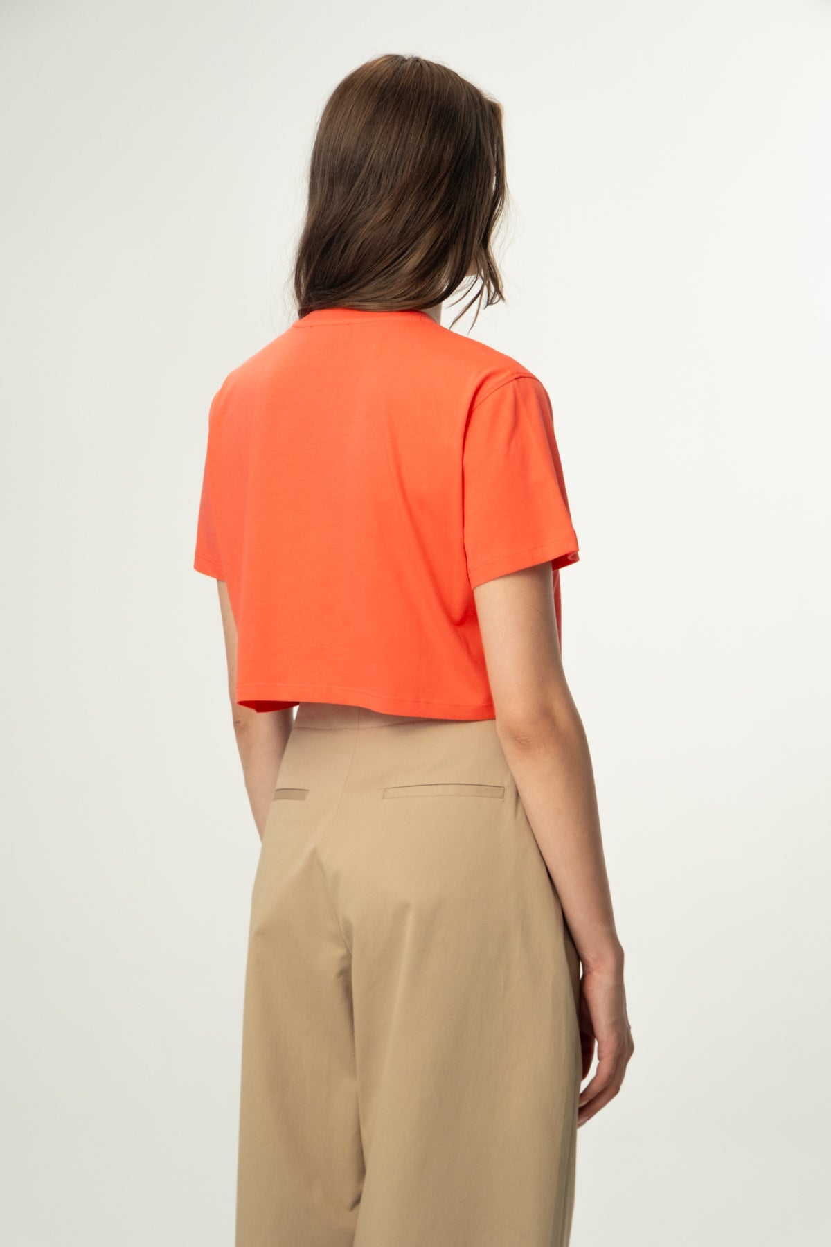 Deniz Kabukları Light-Weight Crop T-Shirt  - Nar Çiçeği