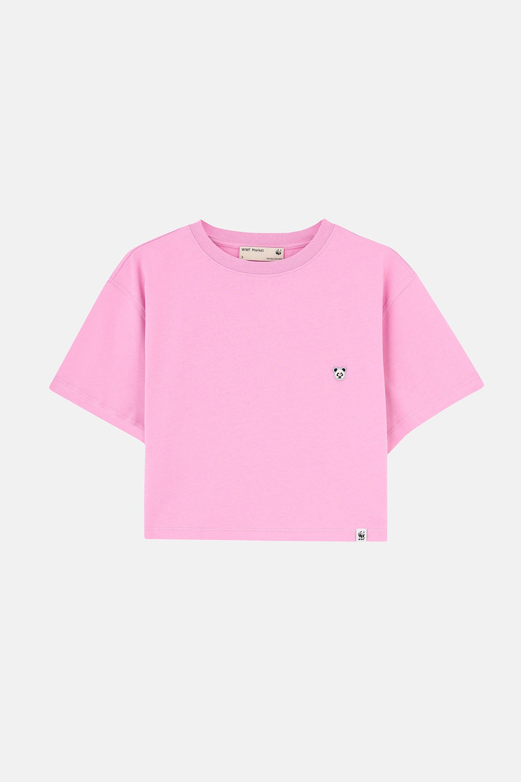Panda Light-Weight Crop T-Shirt  - Pembe