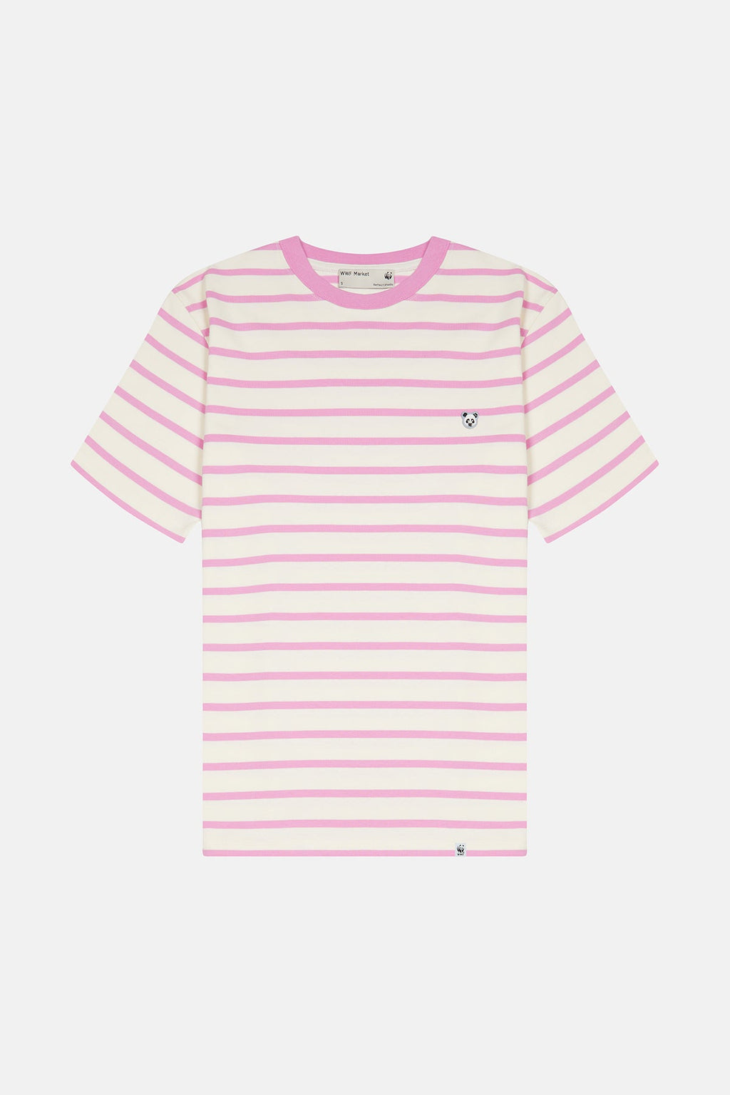 Panda Heavy-Weight Çizgili T-Shirt - Pembe /Ekru