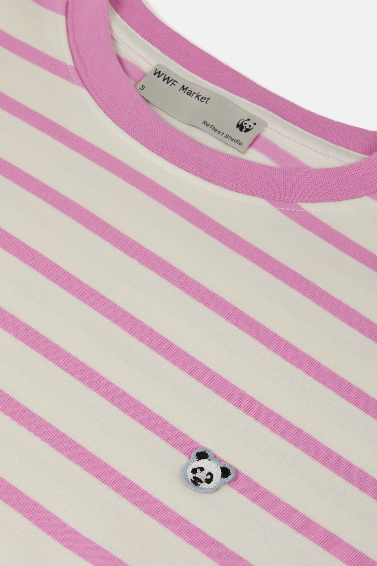 Panda Heavy-Weight Çizgili T-Shirt - Pembe /Ekru