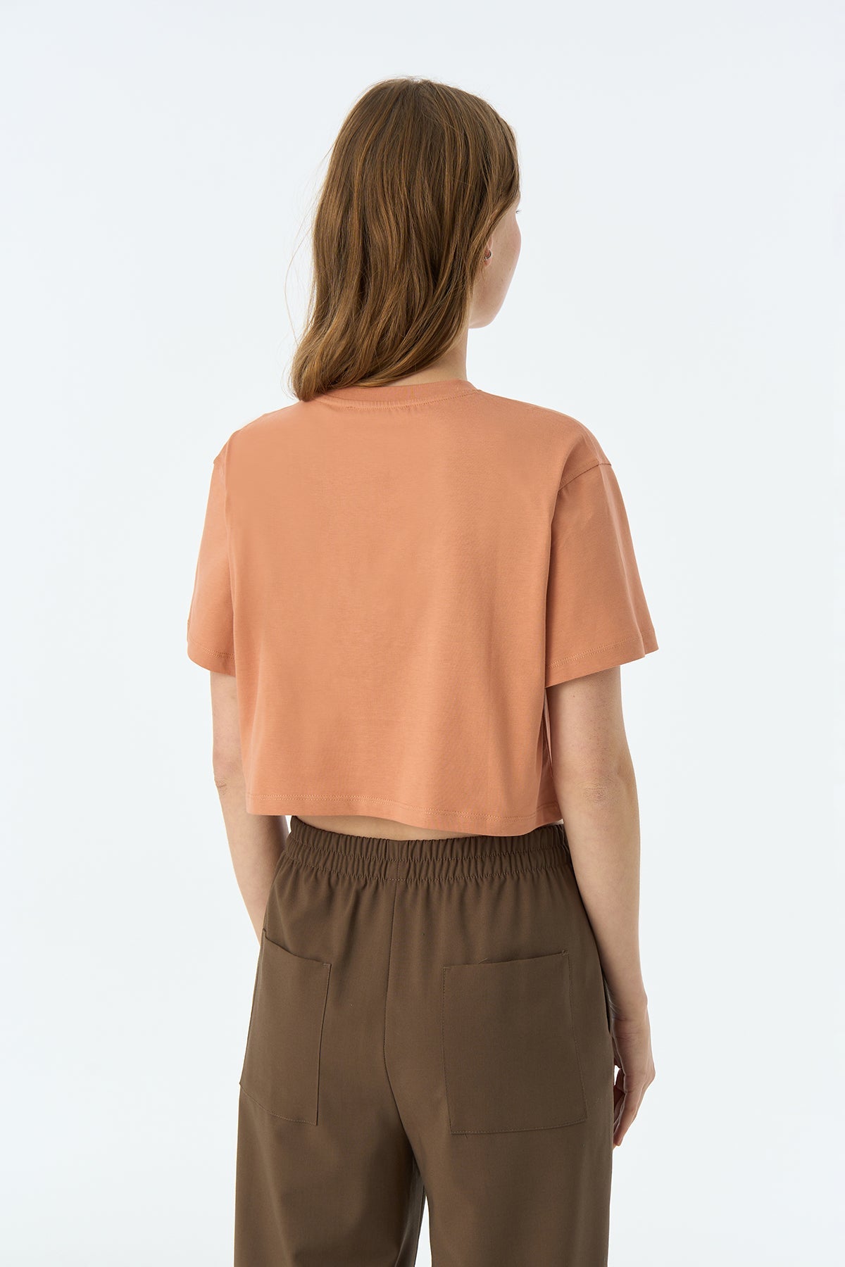 Sincap Light-Weight Crop T-Shirt  - Somon Rengi