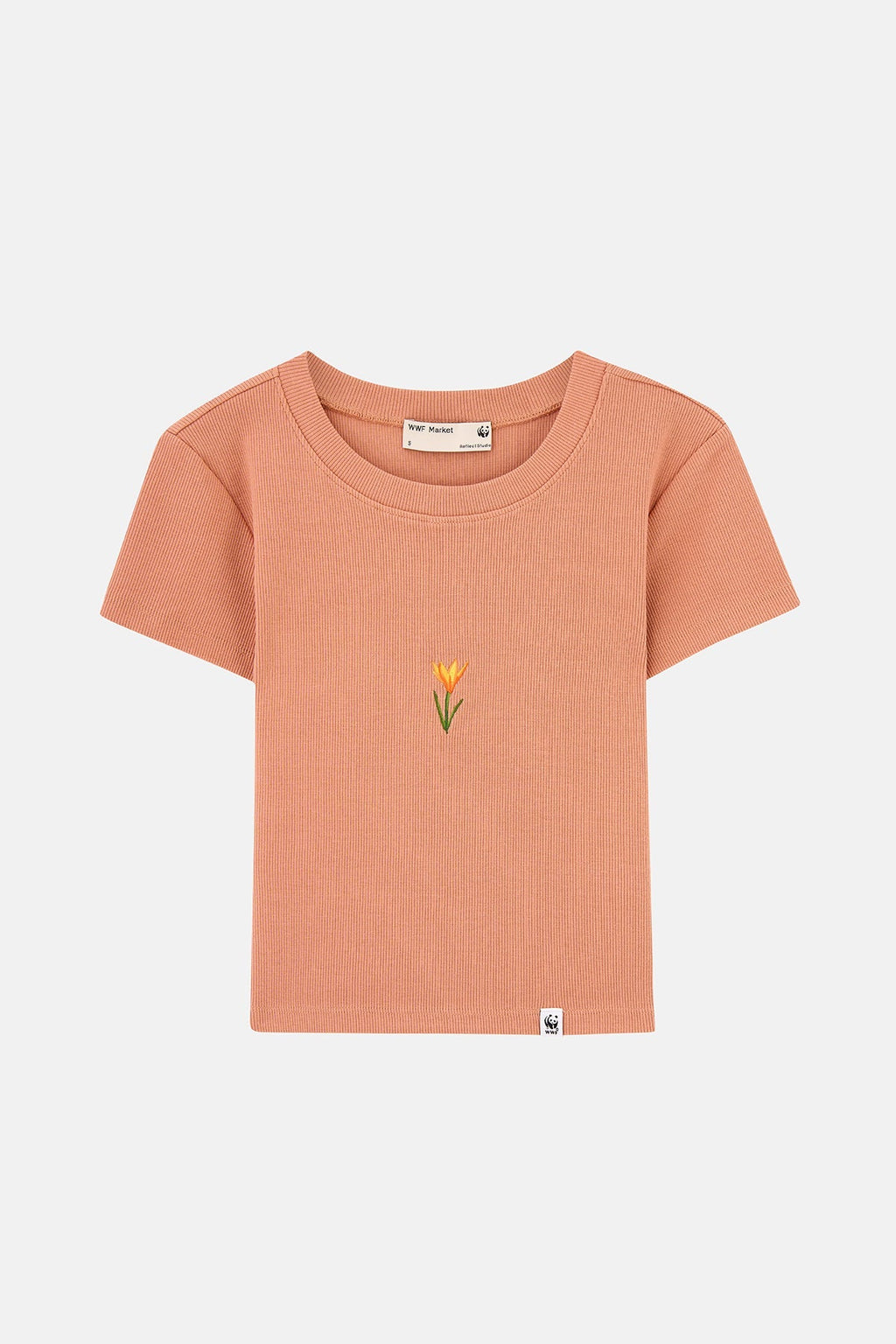 İstanbul Çiğdemi Ribana Crop T-Shirt - Somon Rengi