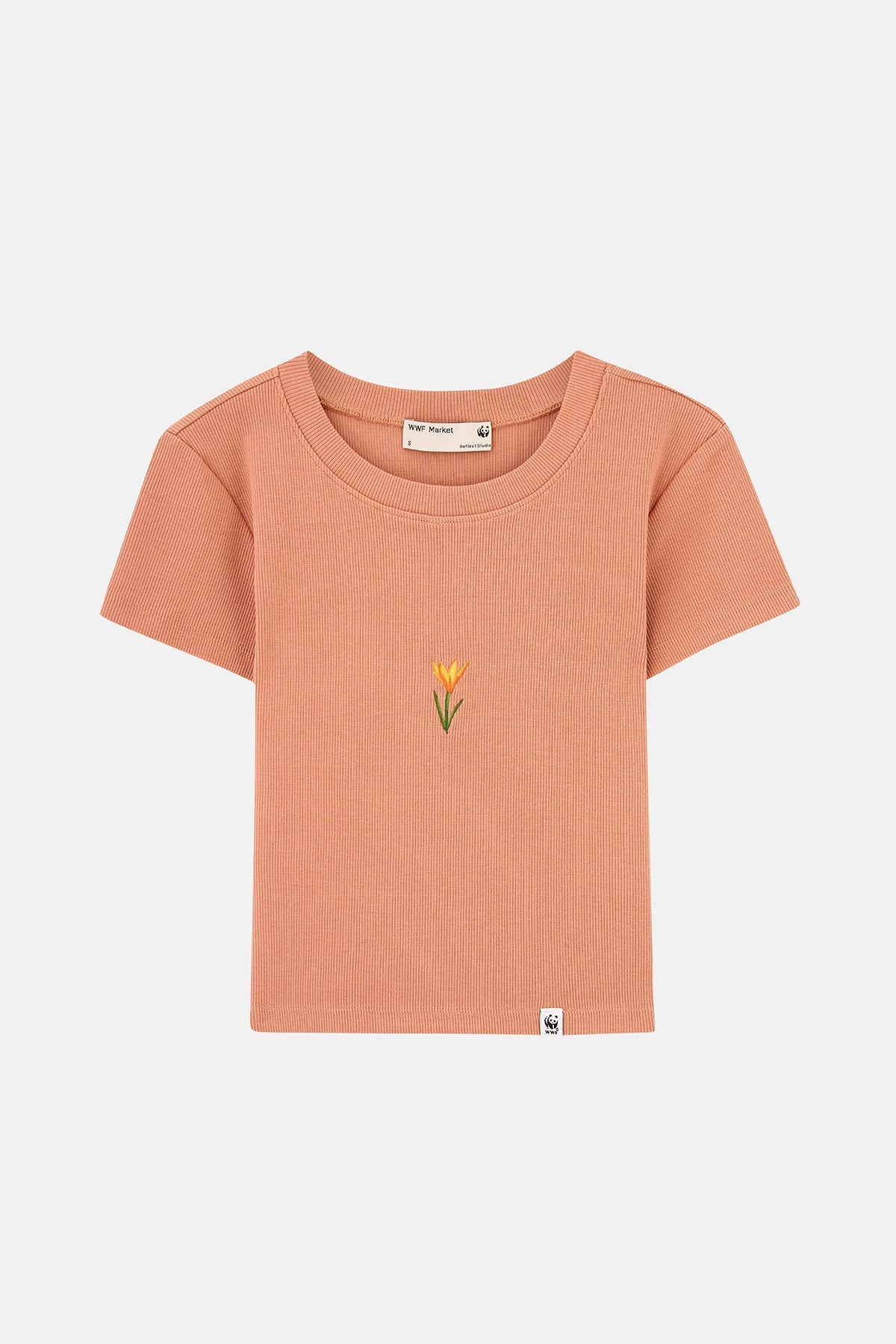 İstanbul Çiğdemi Ribana Crop T-Shirt - Somon Rengi