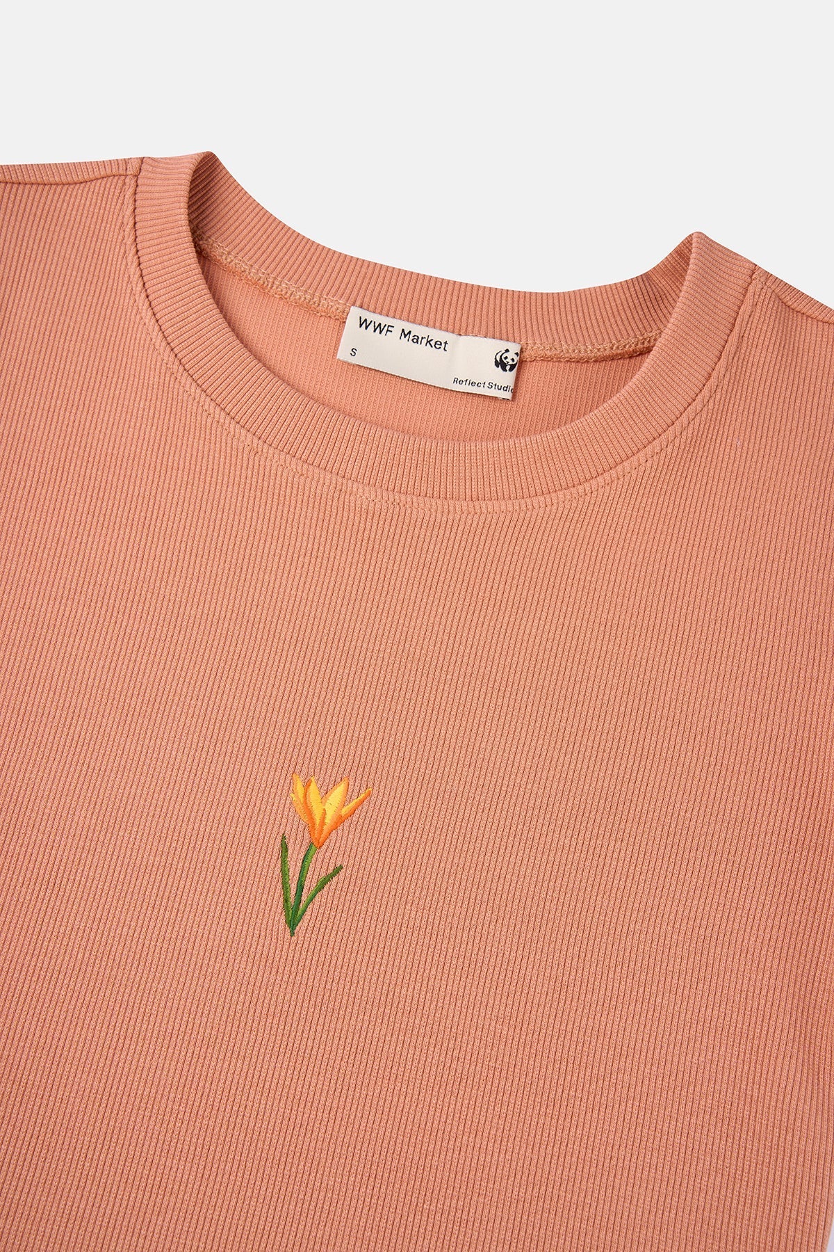 İstanbul Çiğdemi Ribana Crop T-Shirt - Somon Rengi