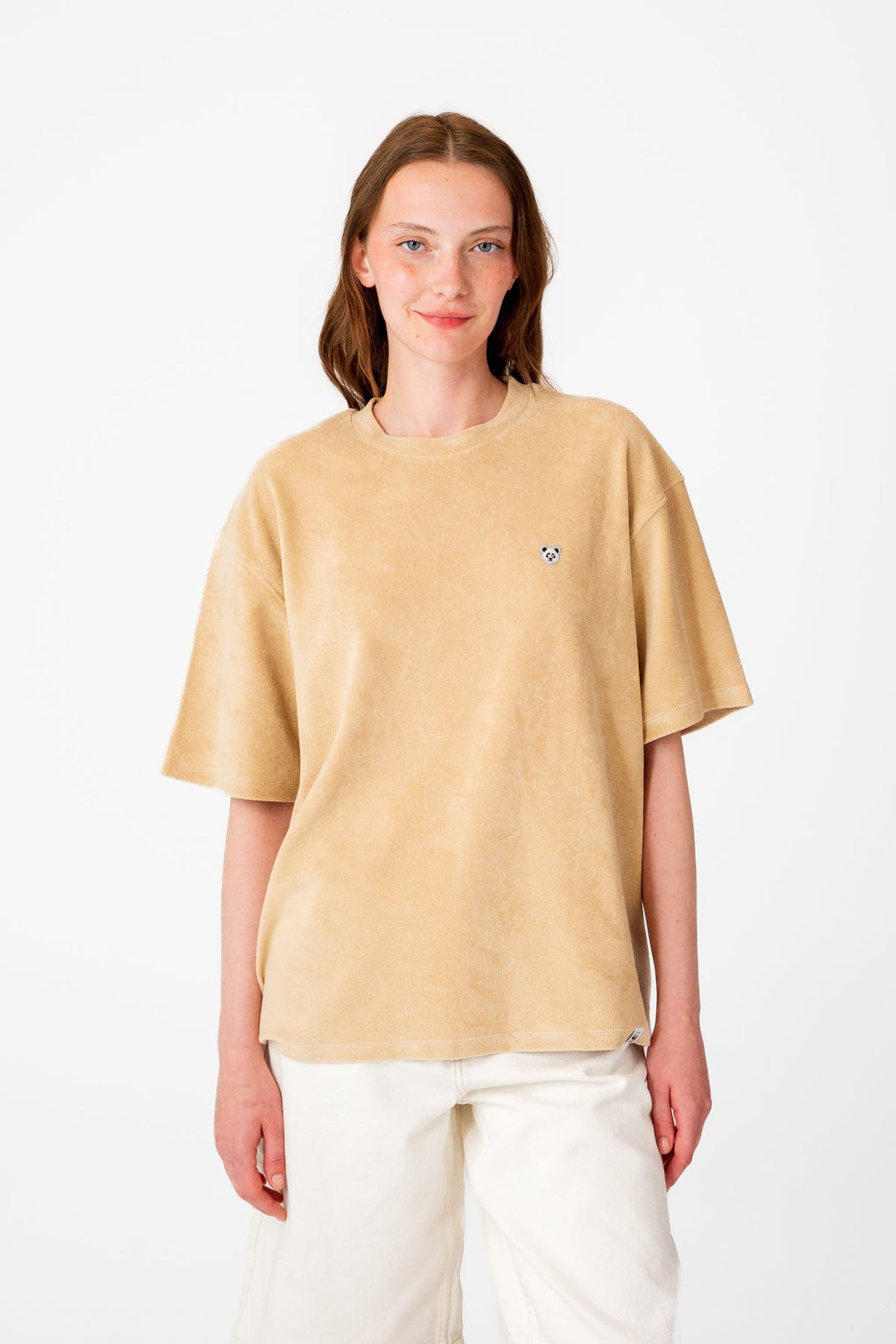 Panda Oversize Terry T-Shirt - Bej