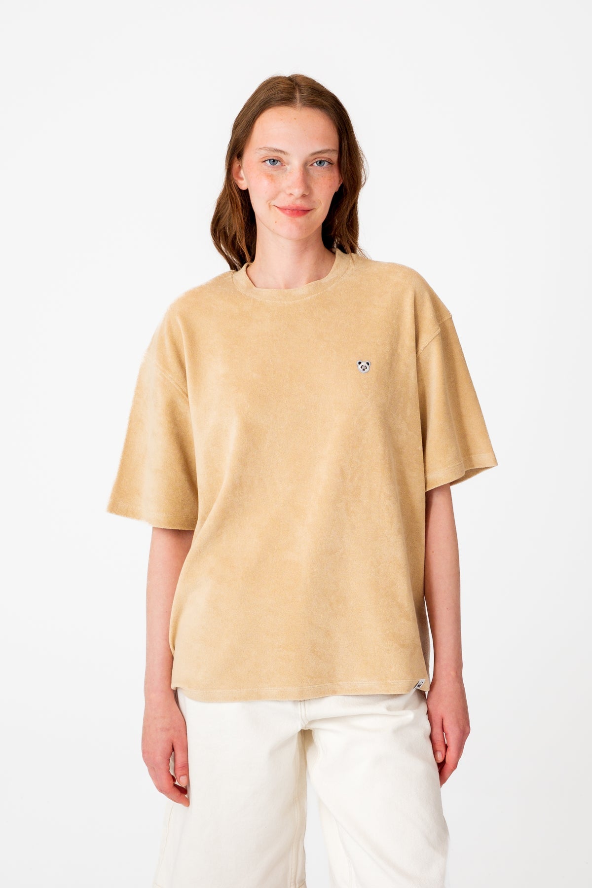 Panda Oversize Terry T-Shirt - Bej