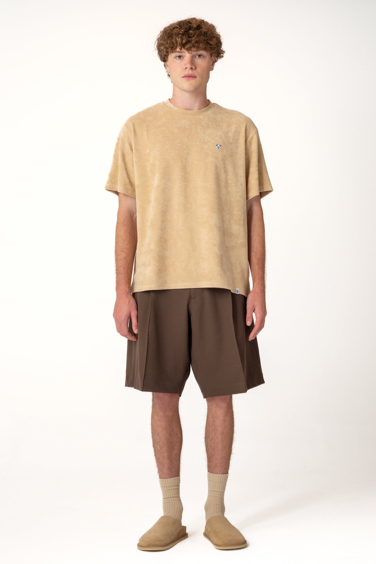 Panda Oversize Terry T-Shirt - Bej