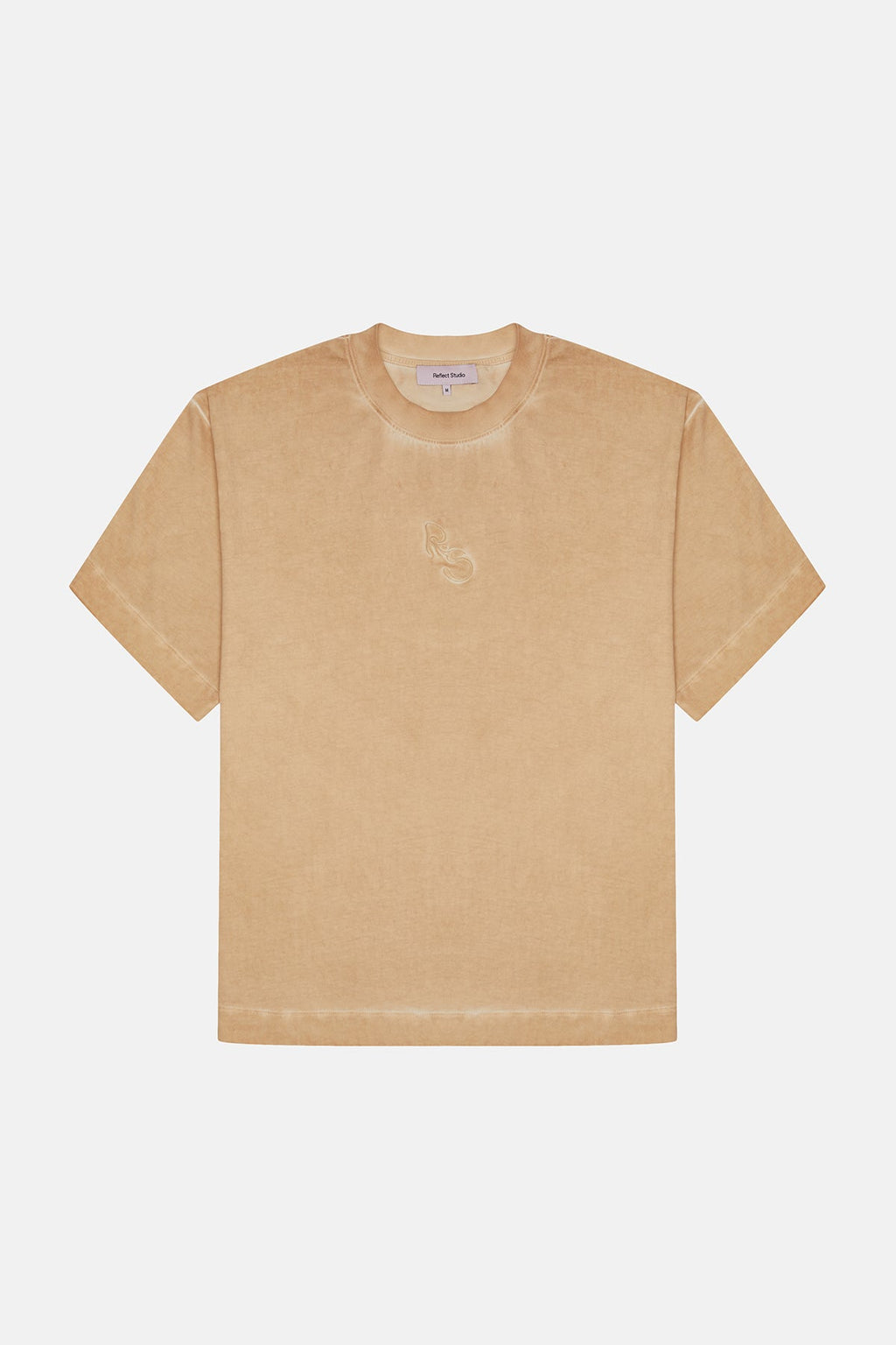Logo Embroidered Washed T-Shirt - Latte