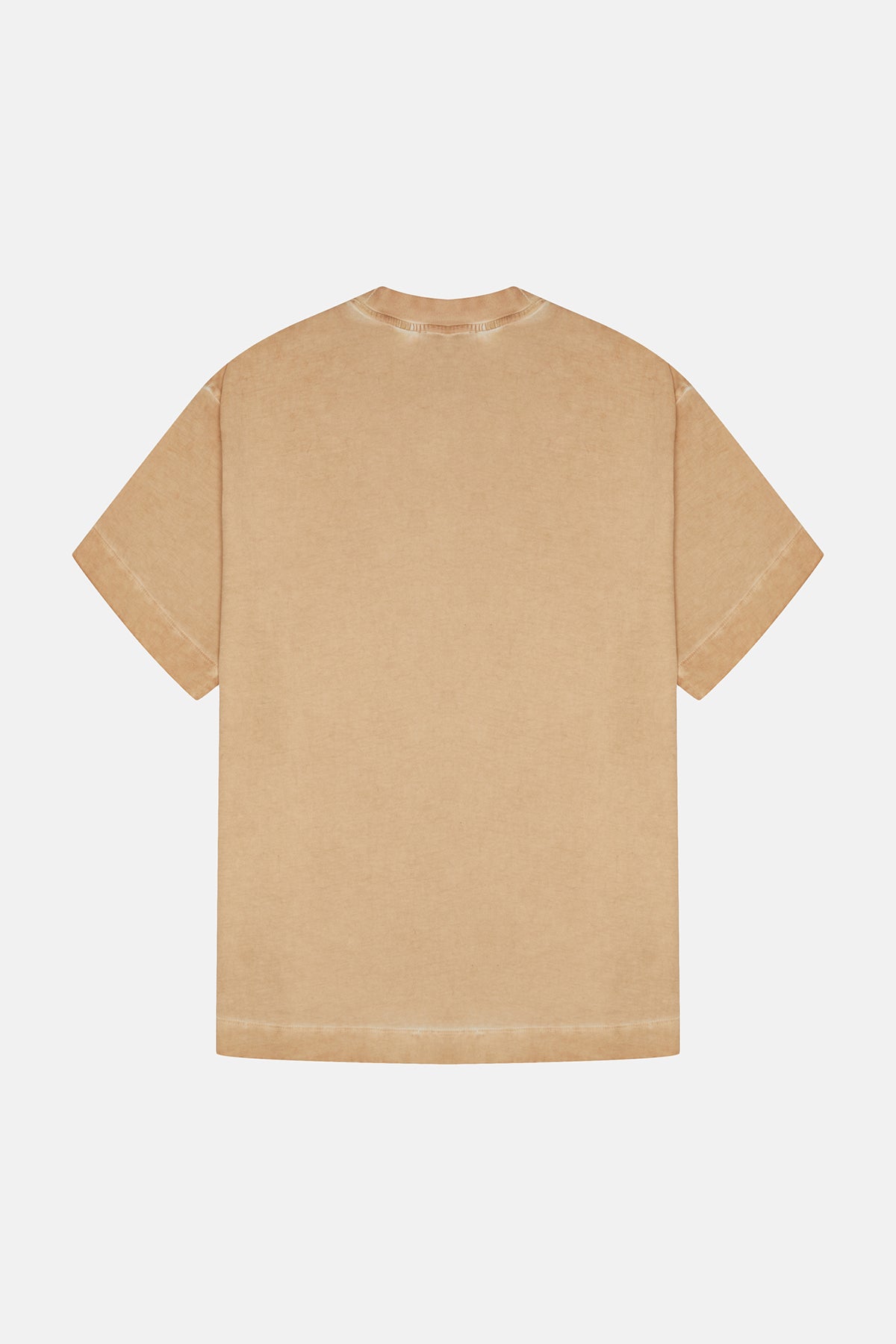 Logo Embroidered Washed T-Shirt - Latte