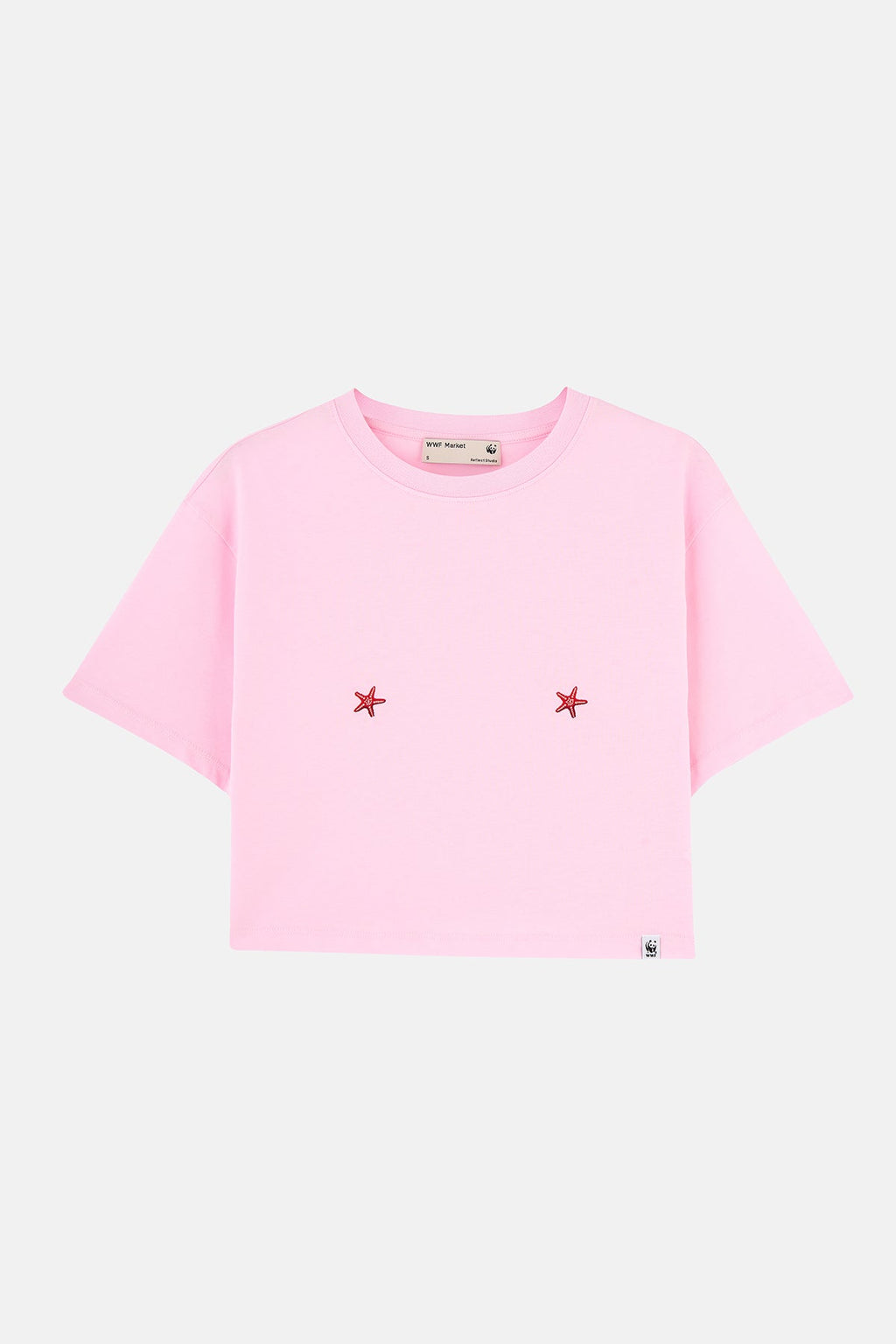 Deniz Yıldızları Light-Weight Crop T-Shirt  - Pembe