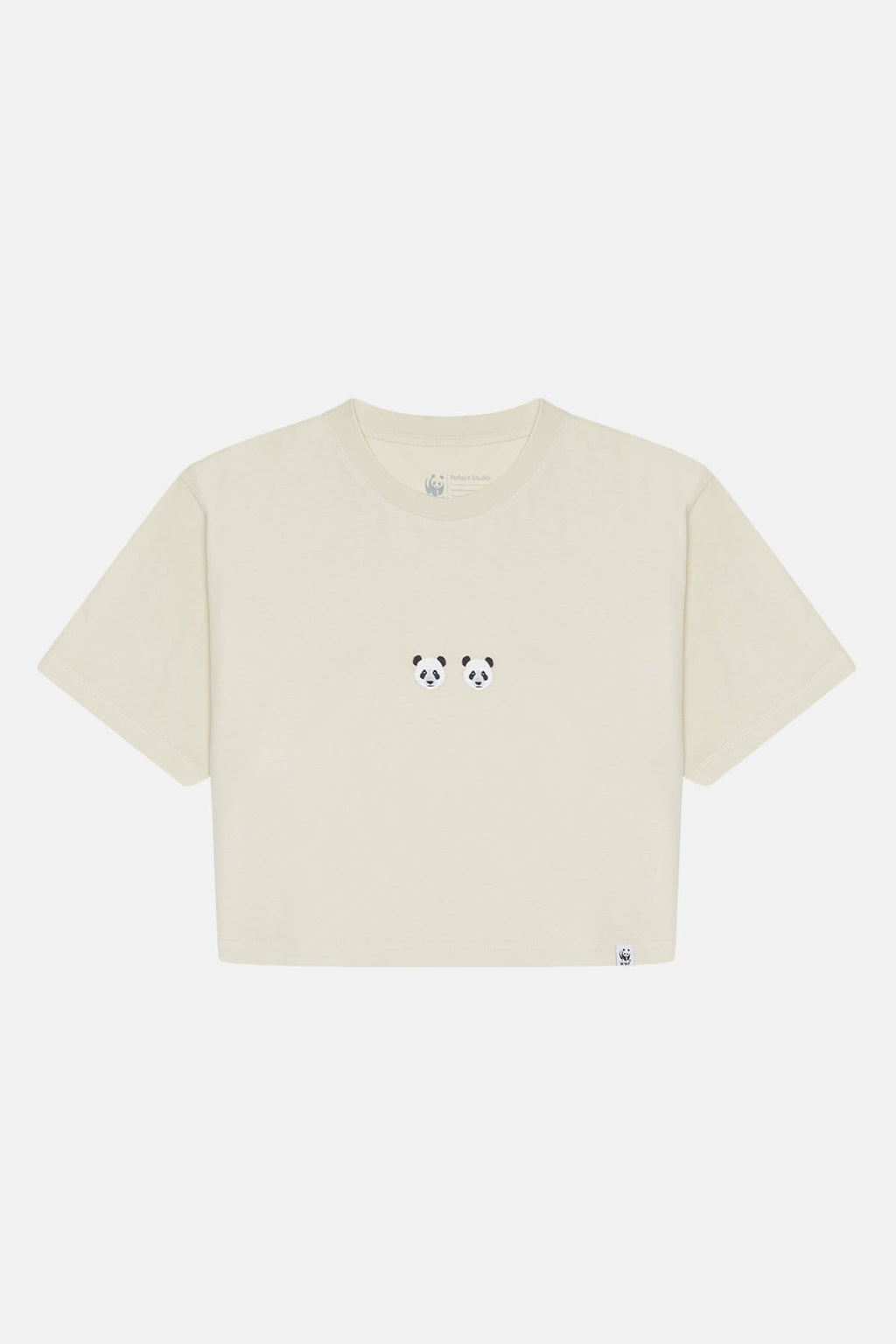 Chi & Chi Panda Light-Weight Crop T-Shirt  - Parşömen Bej