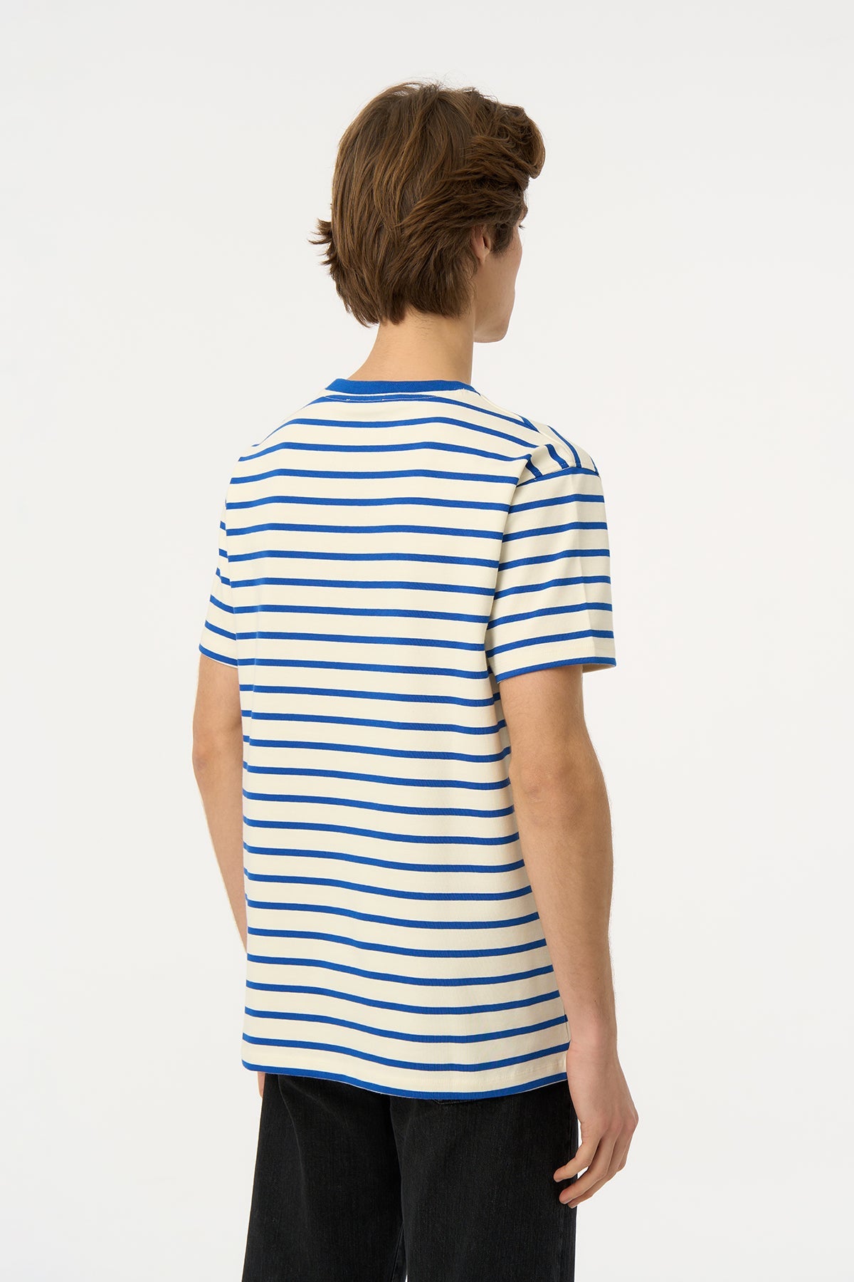 Panda Heavy-Weight Çizgili T-Shirt - Mavi/Ekru
