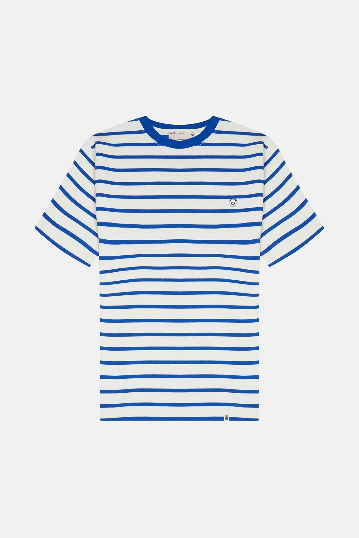 Panda Heavy-Weight Çizgili T-Shirt - Mavi/Ekru