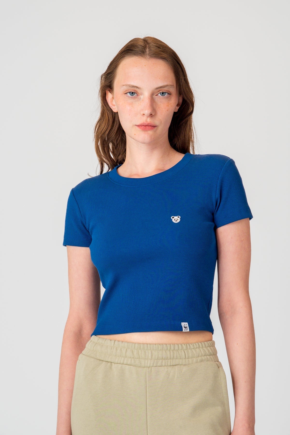 Panda Ribana Crop T-Shirt - Lacivert