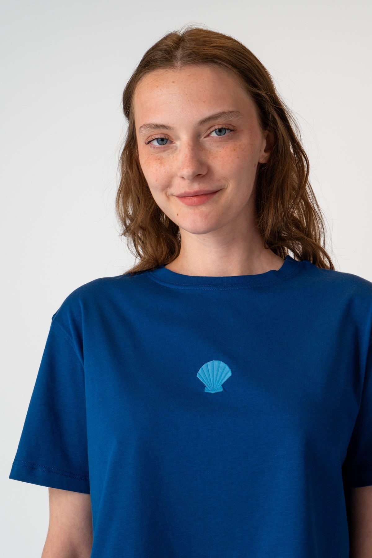 Deniz Kabuğu Light-Weight Crop T-Shirt  - Lacivert