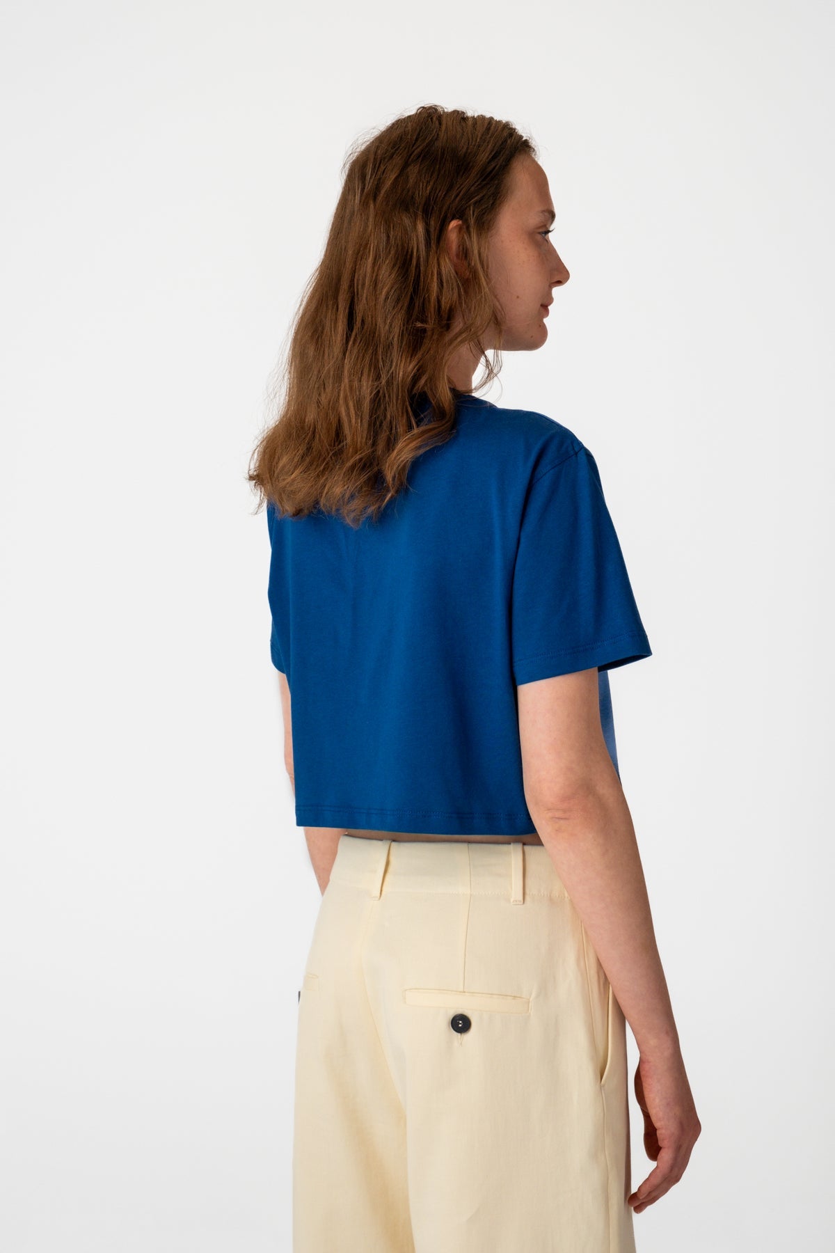 Deniz Kabuğu Light-Weight Crop T-Shirt  - Lacivert