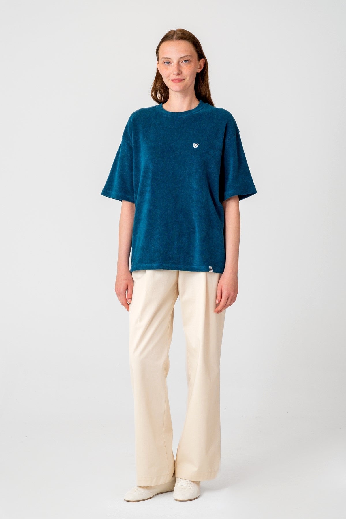 Panda Oversize Terry T-Shirt - Petrol Yeşili