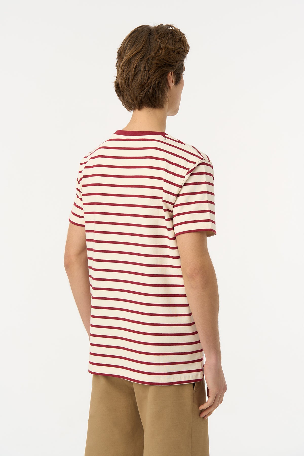 Panda Heavy-Weight Çizgili T-Shirt - Kırmızı/Ekru
