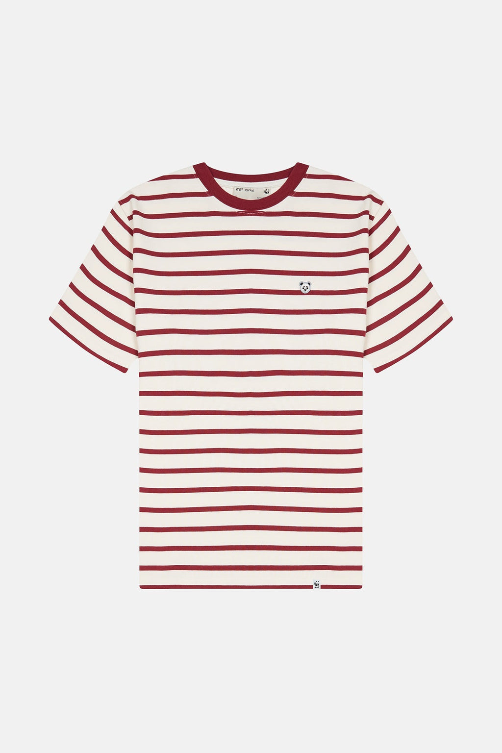 Panda Heavy-Weight Çizgili T-Shirt - Kırmızı/Ekru