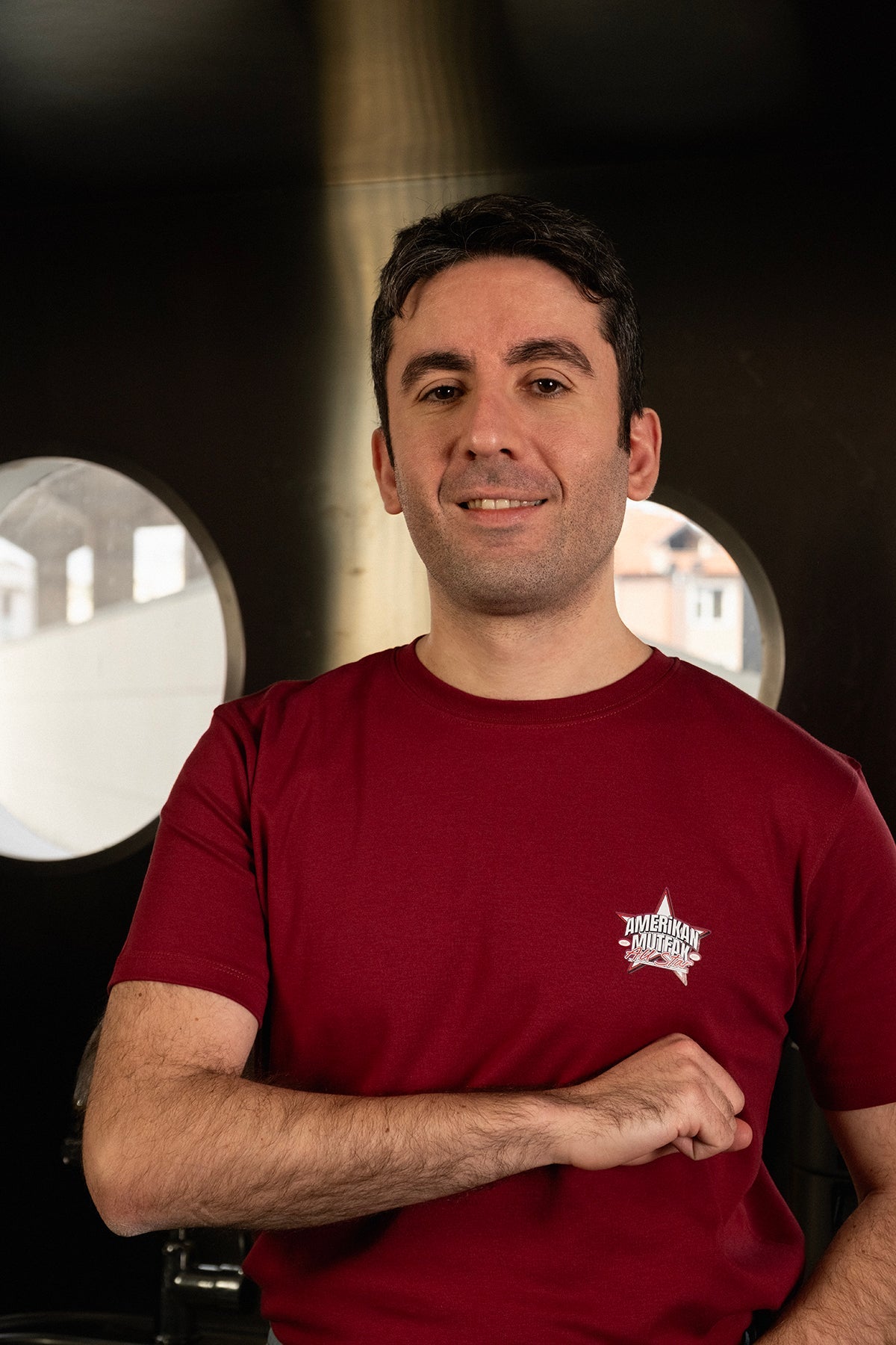 Amerikan Mutfak Logo Premium T-shirt - Bordo