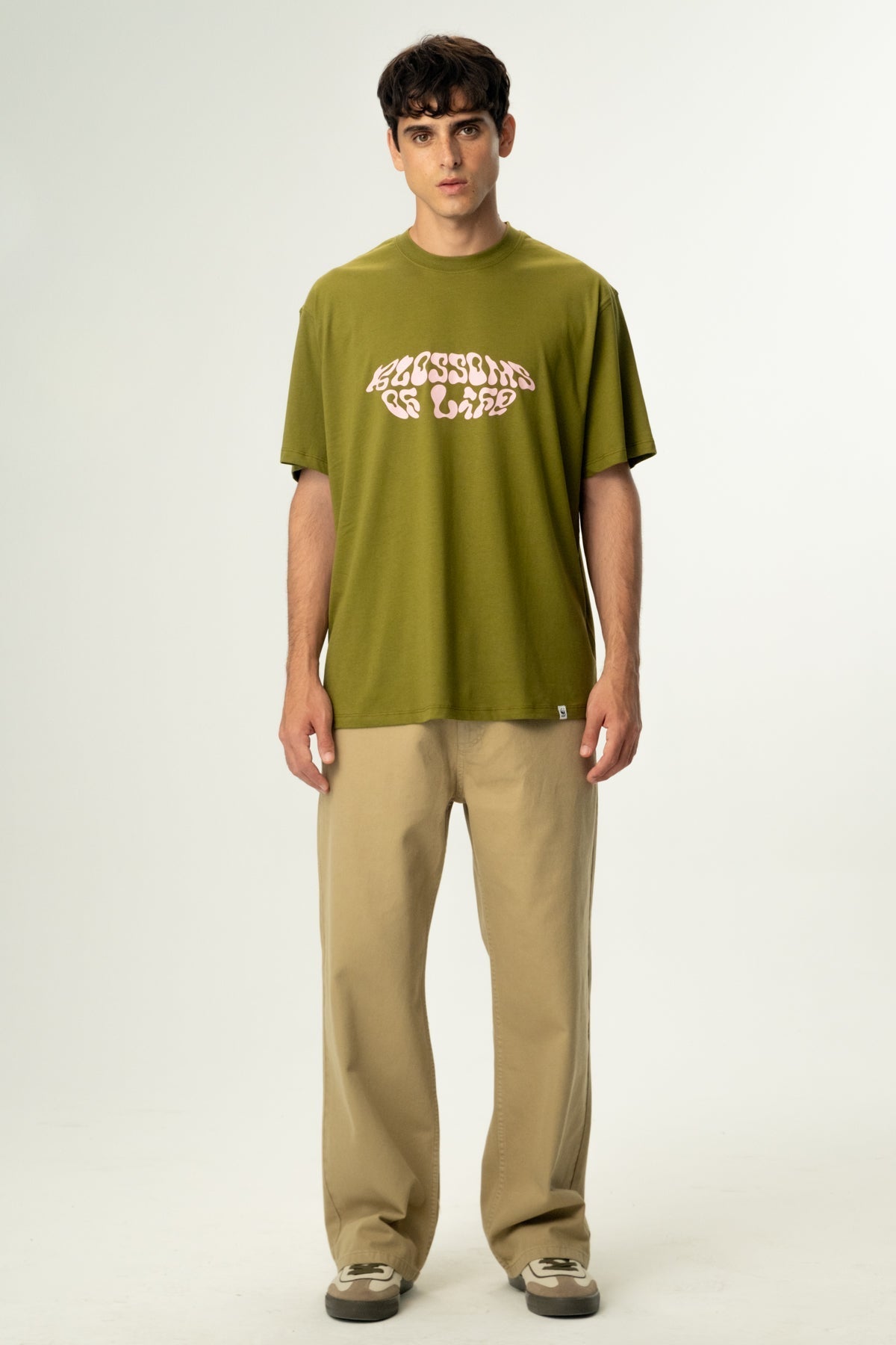 Blossoms Oversize Light-Weight T-Shirt - Haki