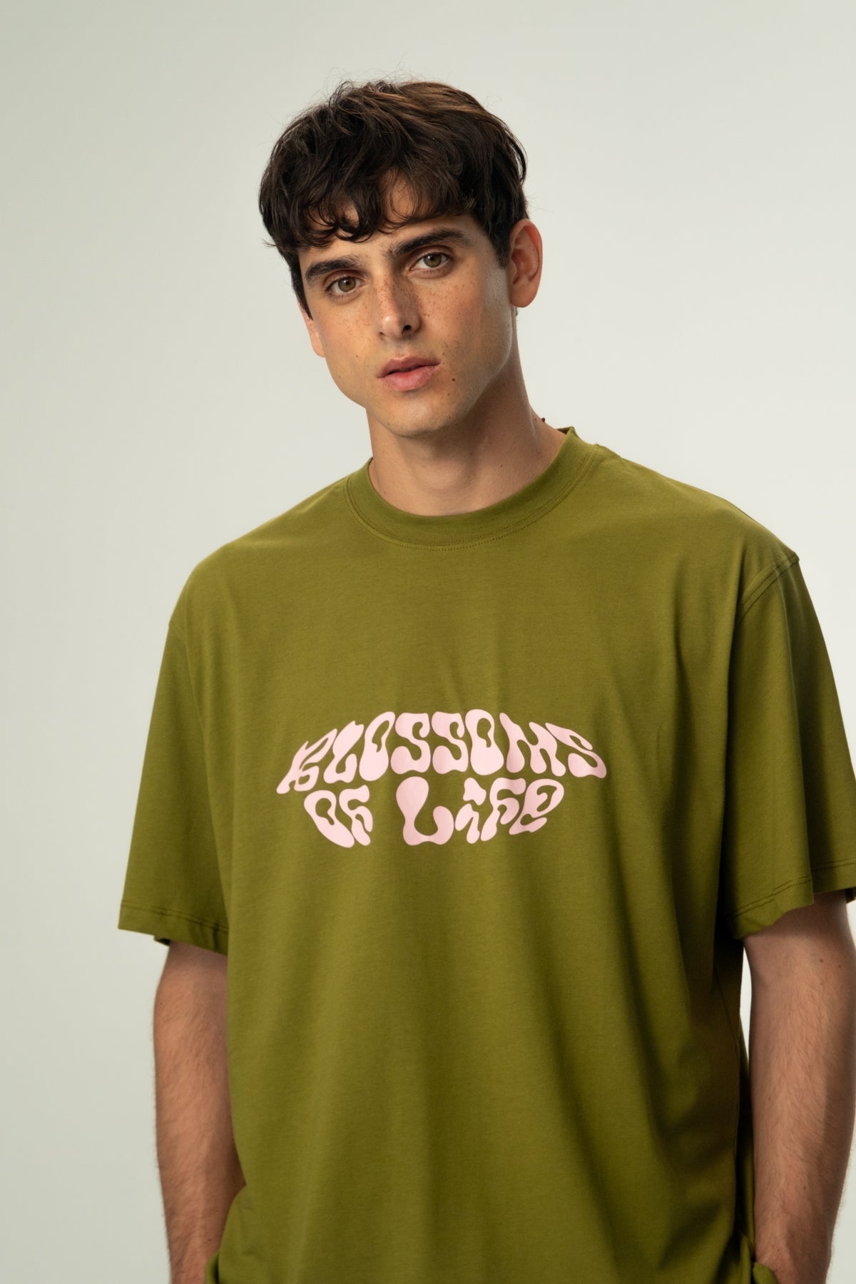 Blossoms Oversize Light-Weight T-Shirt - Haki