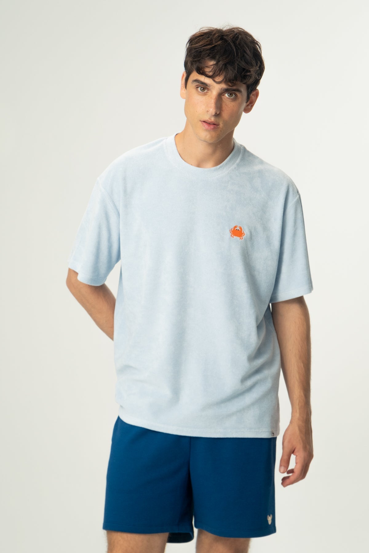 Yengeç Oversize Terry T-Shirt - Açık Mavi