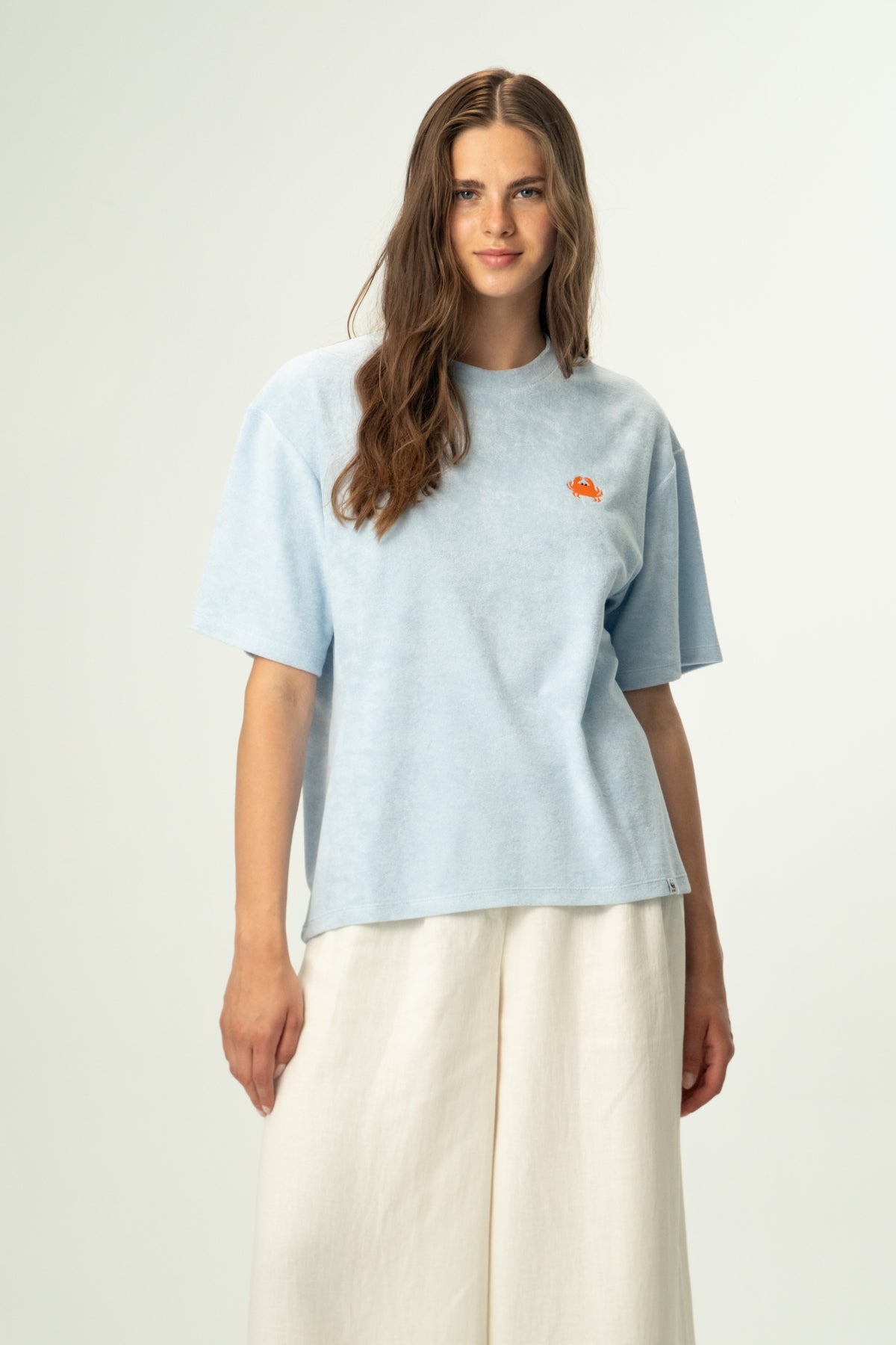 Yengeç Oversize Terry T-Shirt - Açık Mavi