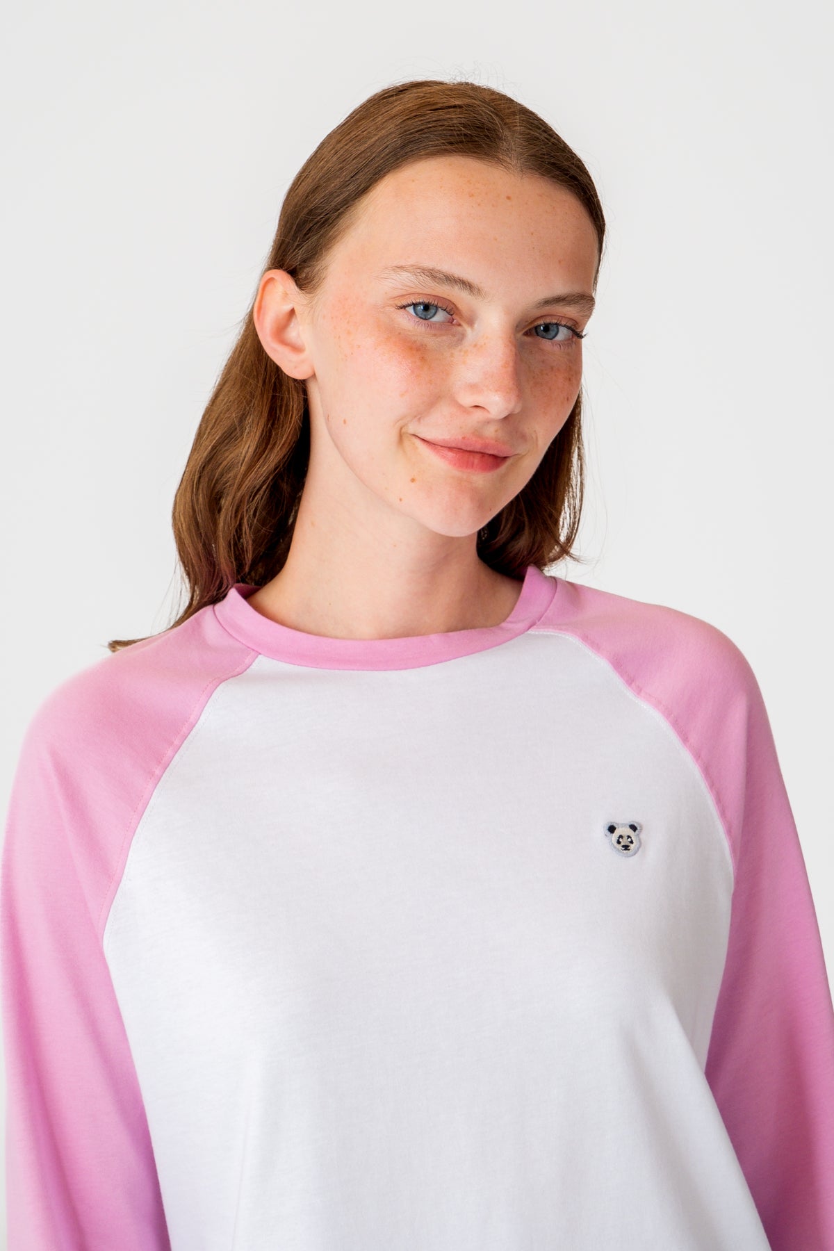 Panda Light-Weight Baseball T-Shirt - Beyaz/Pembe