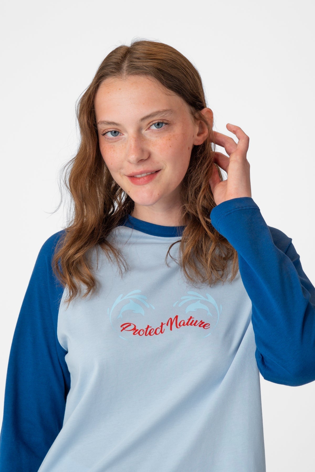 Protect Nature Light-Weight Baseball T-Shirt - Saks Mavi / Lacivert