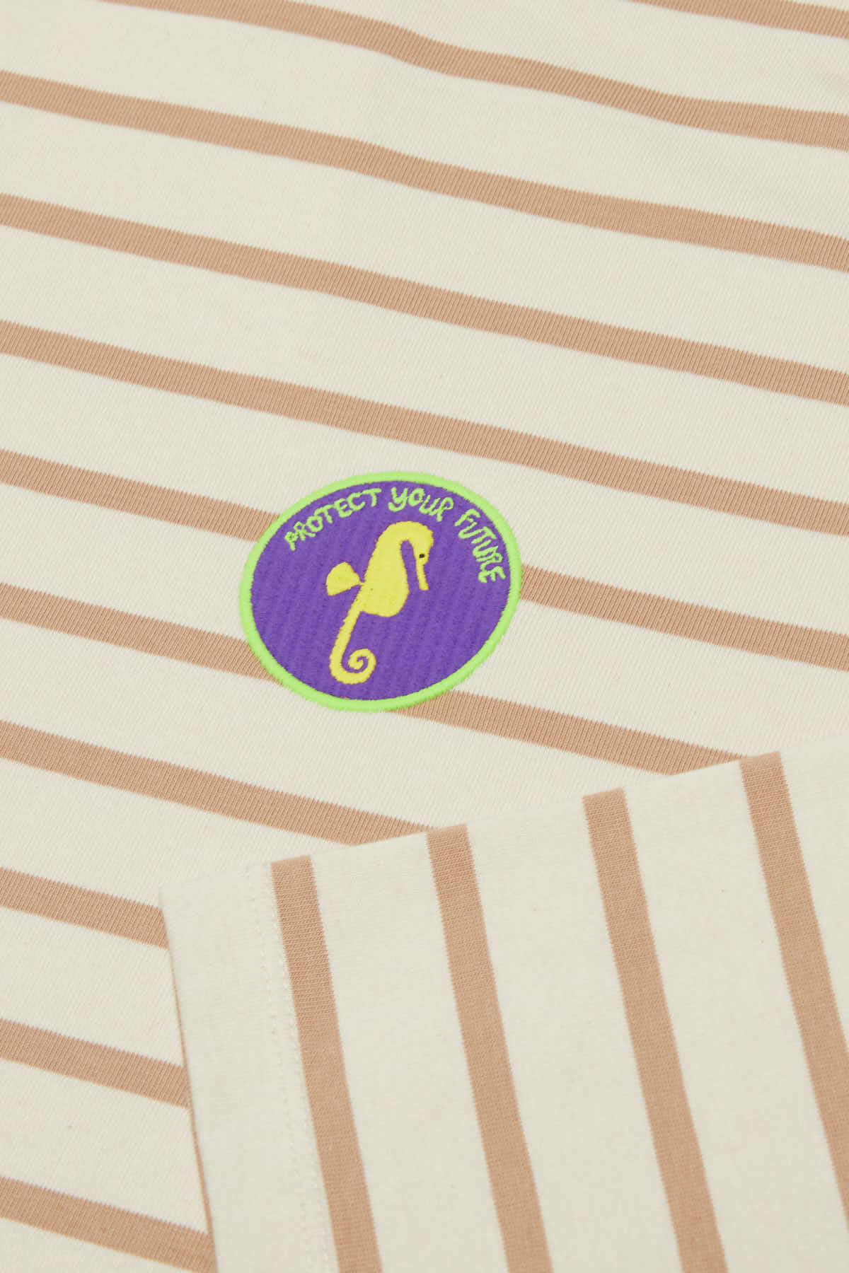 Denizatı Çizgili Uzun Kollu T-Shirt - Ekru