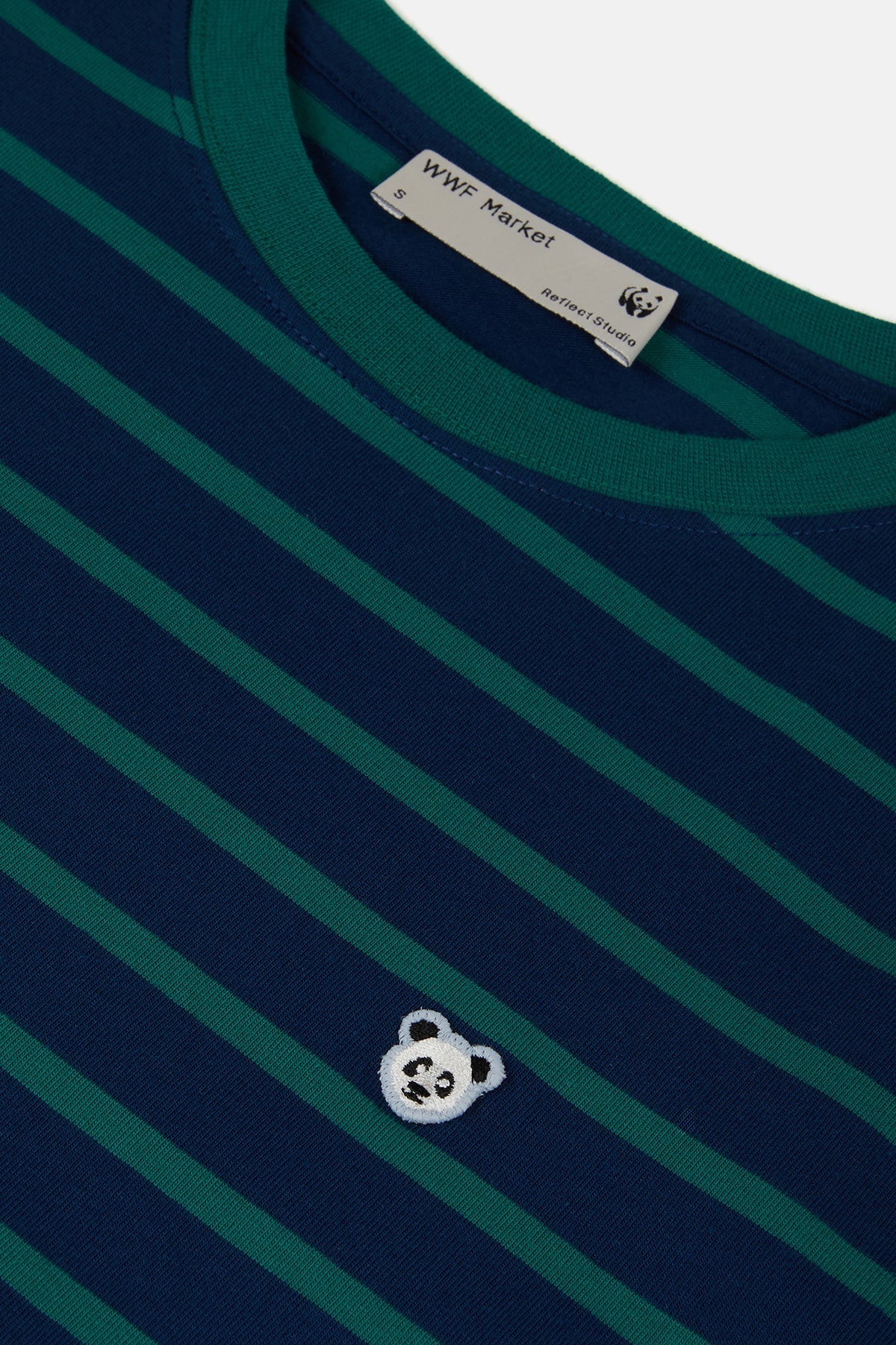 Panda Heavy-Weight Çizgili Uzun Kollu T-Shirt - Yeşil/Lacivert