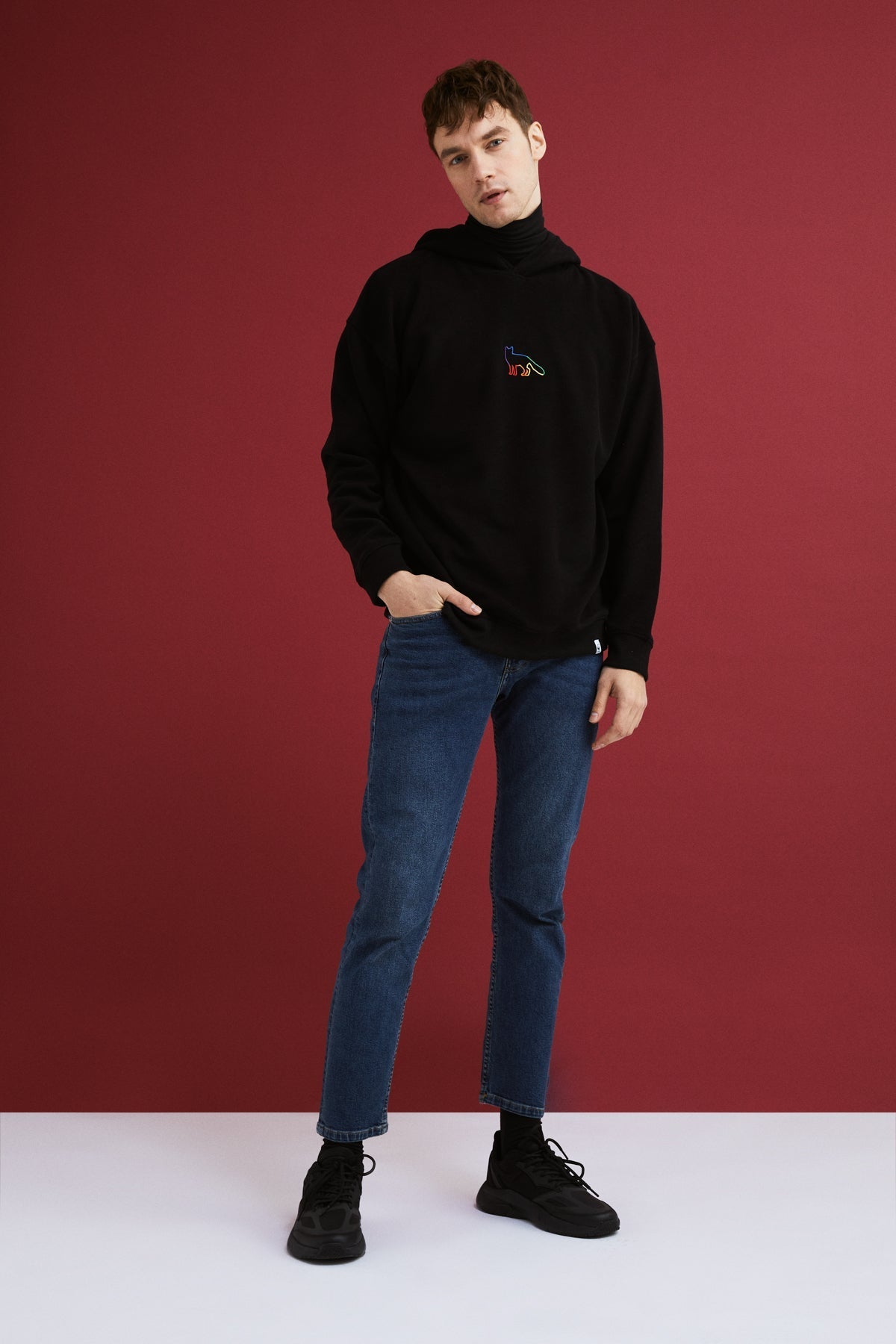 Kızıl Tilki SuperSoft Hoodie - Rainbow Siyah