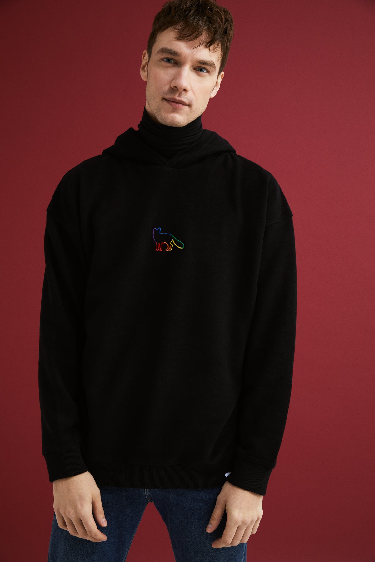 Kızıl Tilki SuperSoft Hoodie - Rainbow Siyah