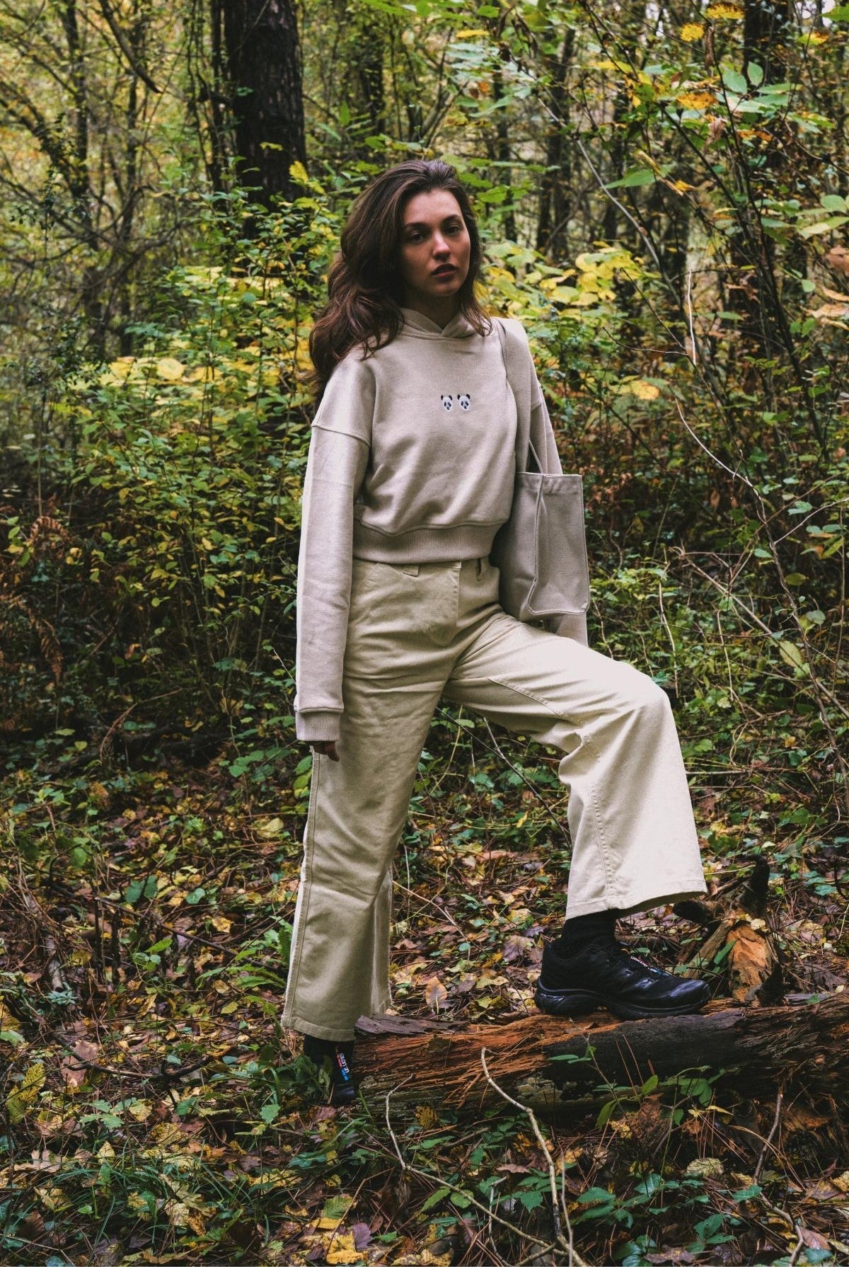 Chi & Chi SuperSoft Crop Hoodie  - Parşömen Bej