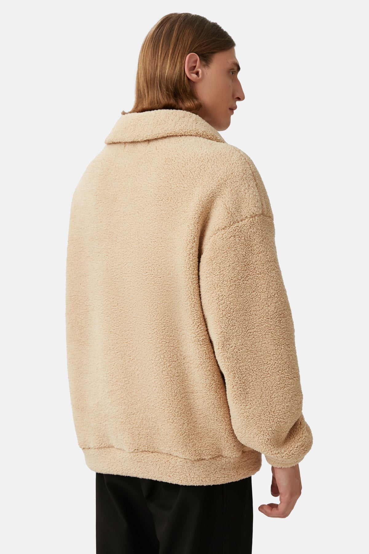 Afrika Yaban Köpeği Sherpa Quarter-Zip Sweatshirt - Bej