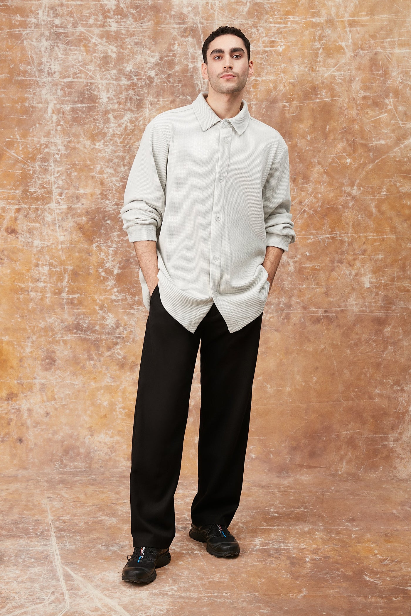 Waffle Gömlek - Açık Gri